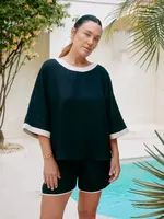 EB & Ive Maris Relaxed Splice Top - Black/Tusk