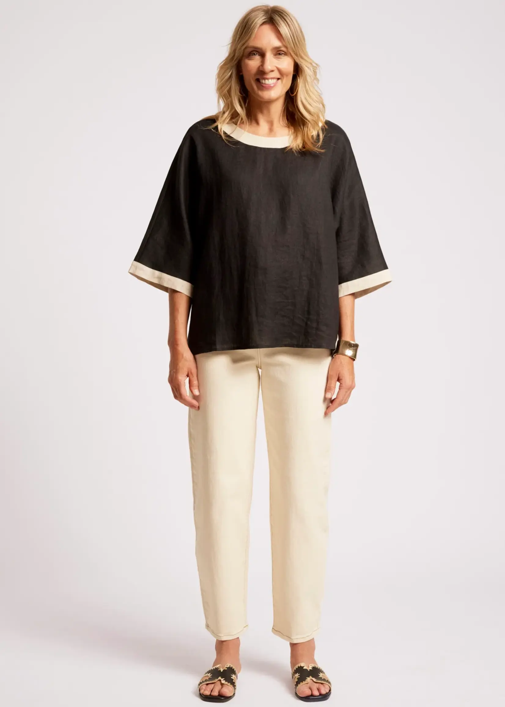 EB & Ive Maris Relaxed Splice Top - Black/Tusk