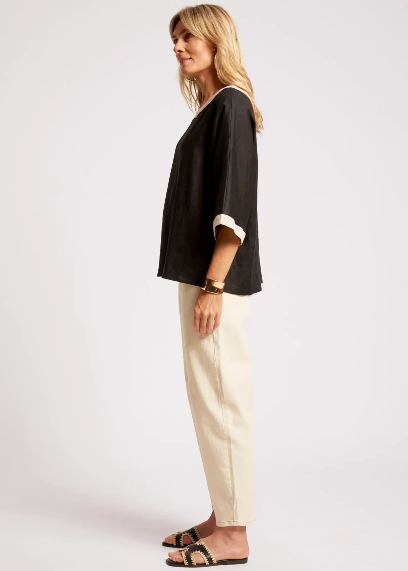 EB & Ive Maris Relaxed Splice Top - Black/Tusk