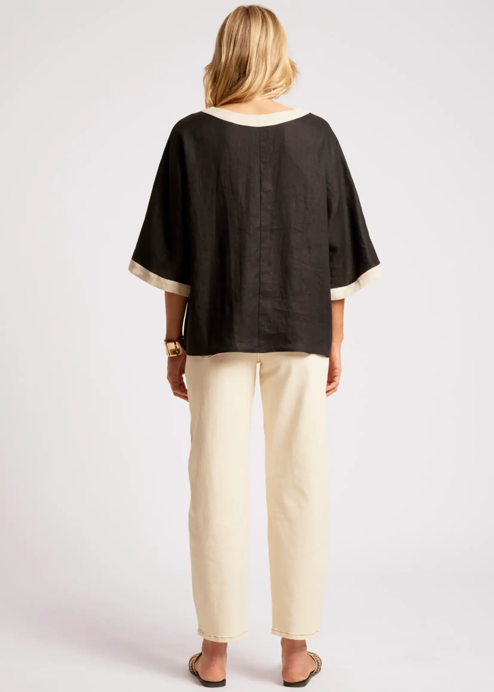 EB & Ive Maris Relaxed Splice Top - Black/Tusk