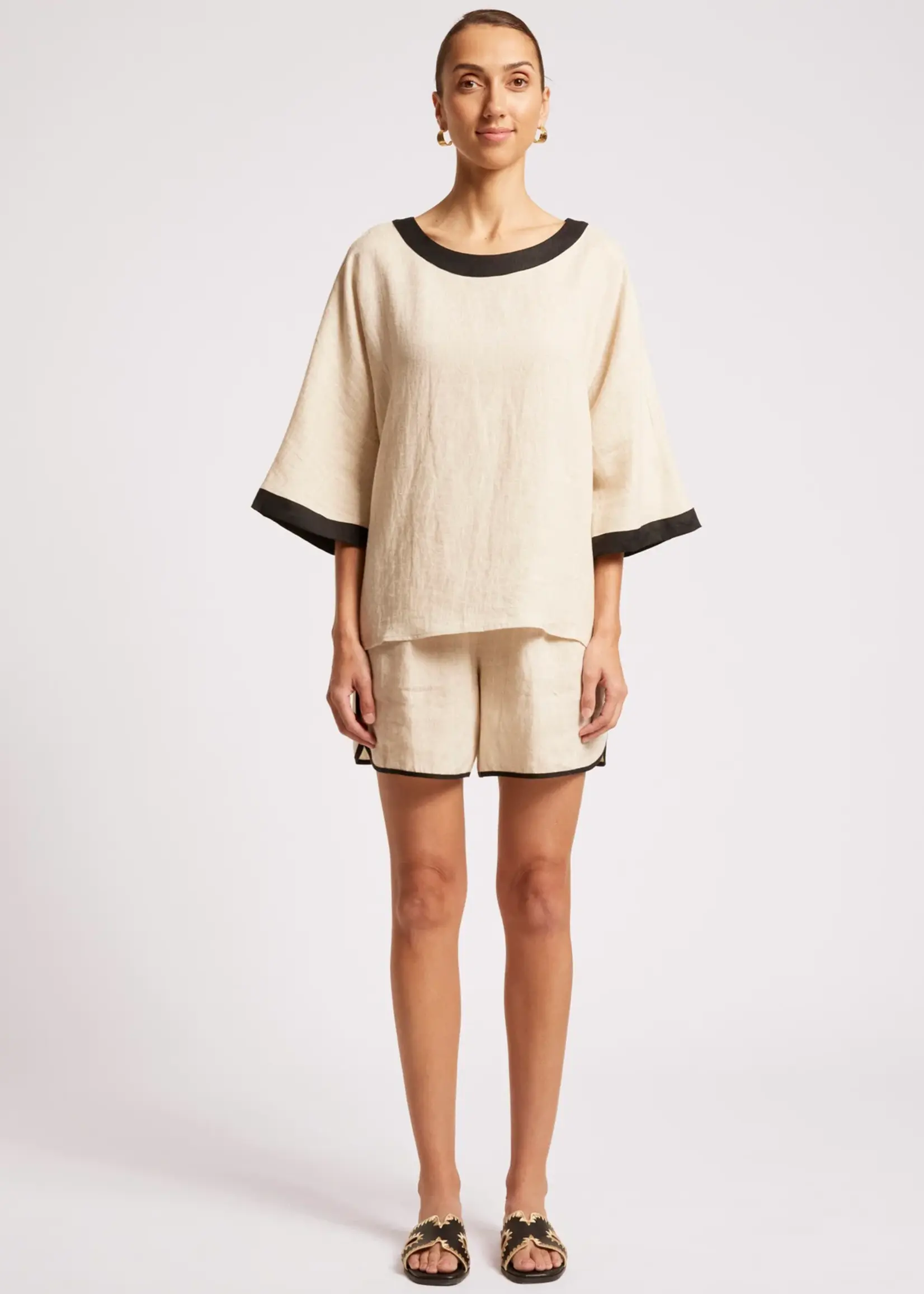 EB & Ive Maris Relaxed Splice Top - Tusk/Black