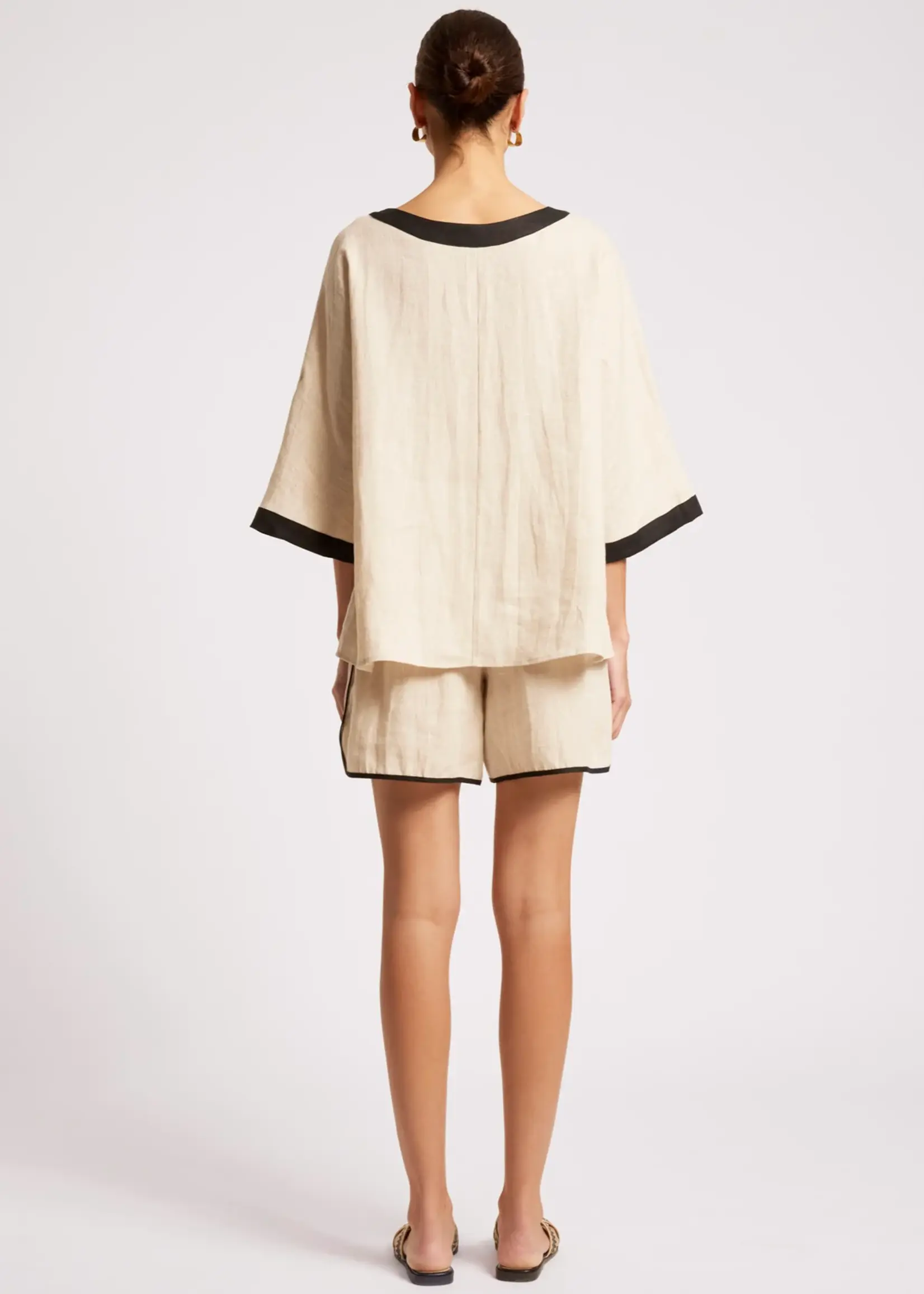 EB & Ive Maris Relaxed Splice Top - Tusk/Black