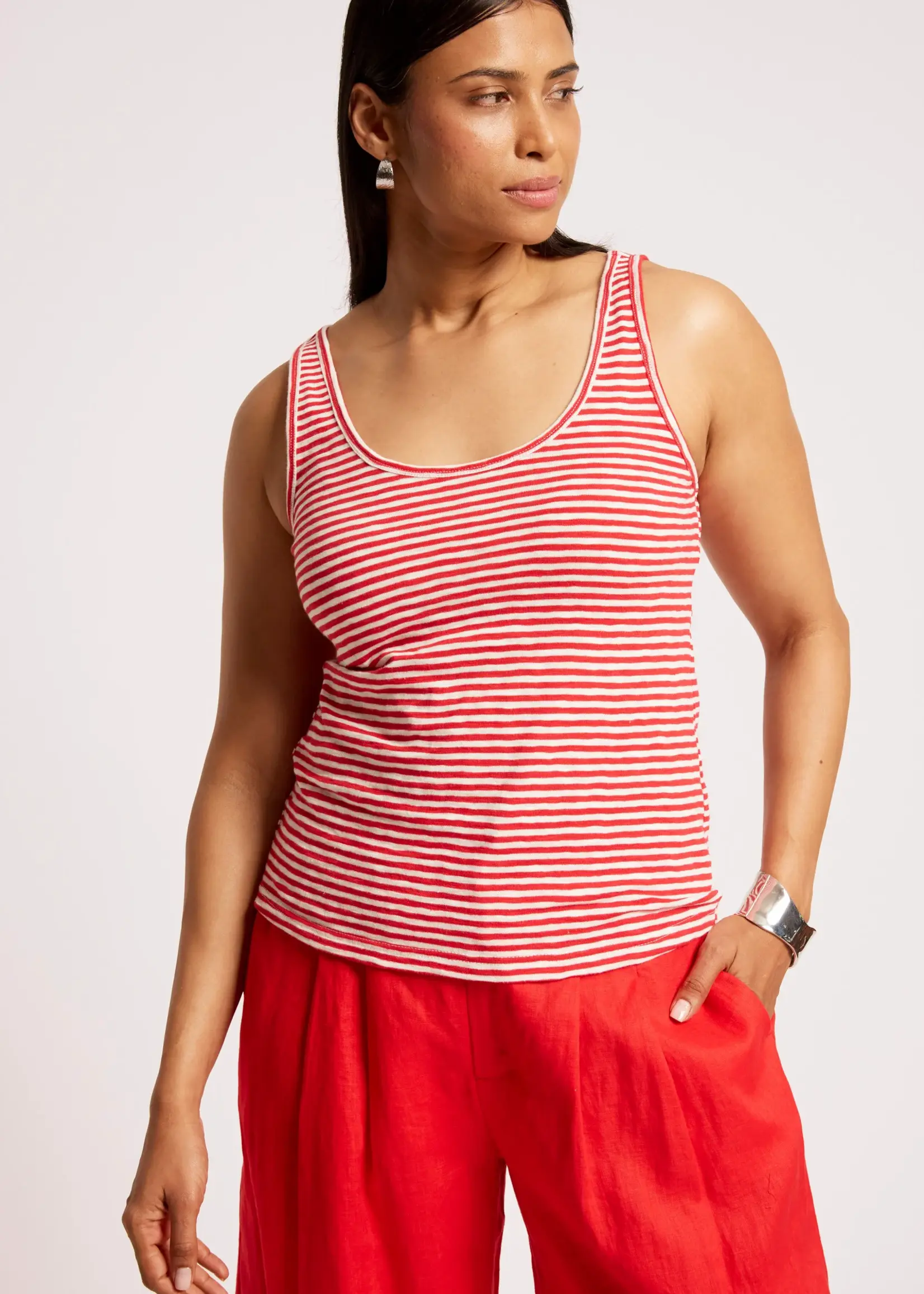 EB & Ive Casa Striped Tank - Aperol/White