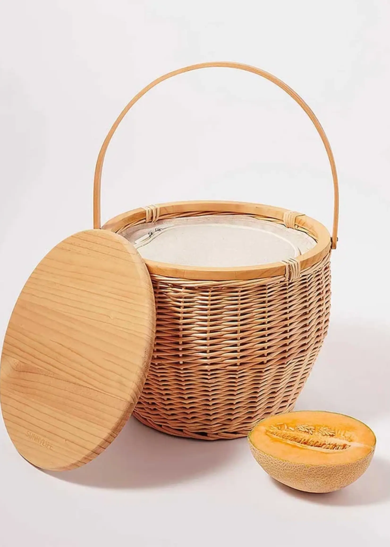 Round Picnic Cooler Basket Natural