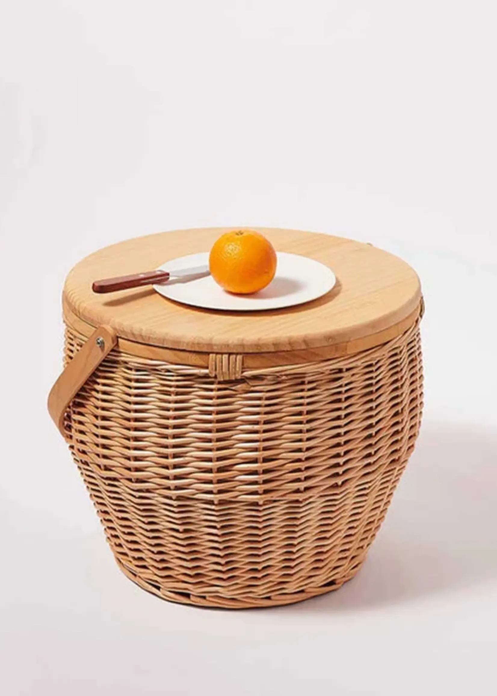 Round Picnic Cooler Basket Natural