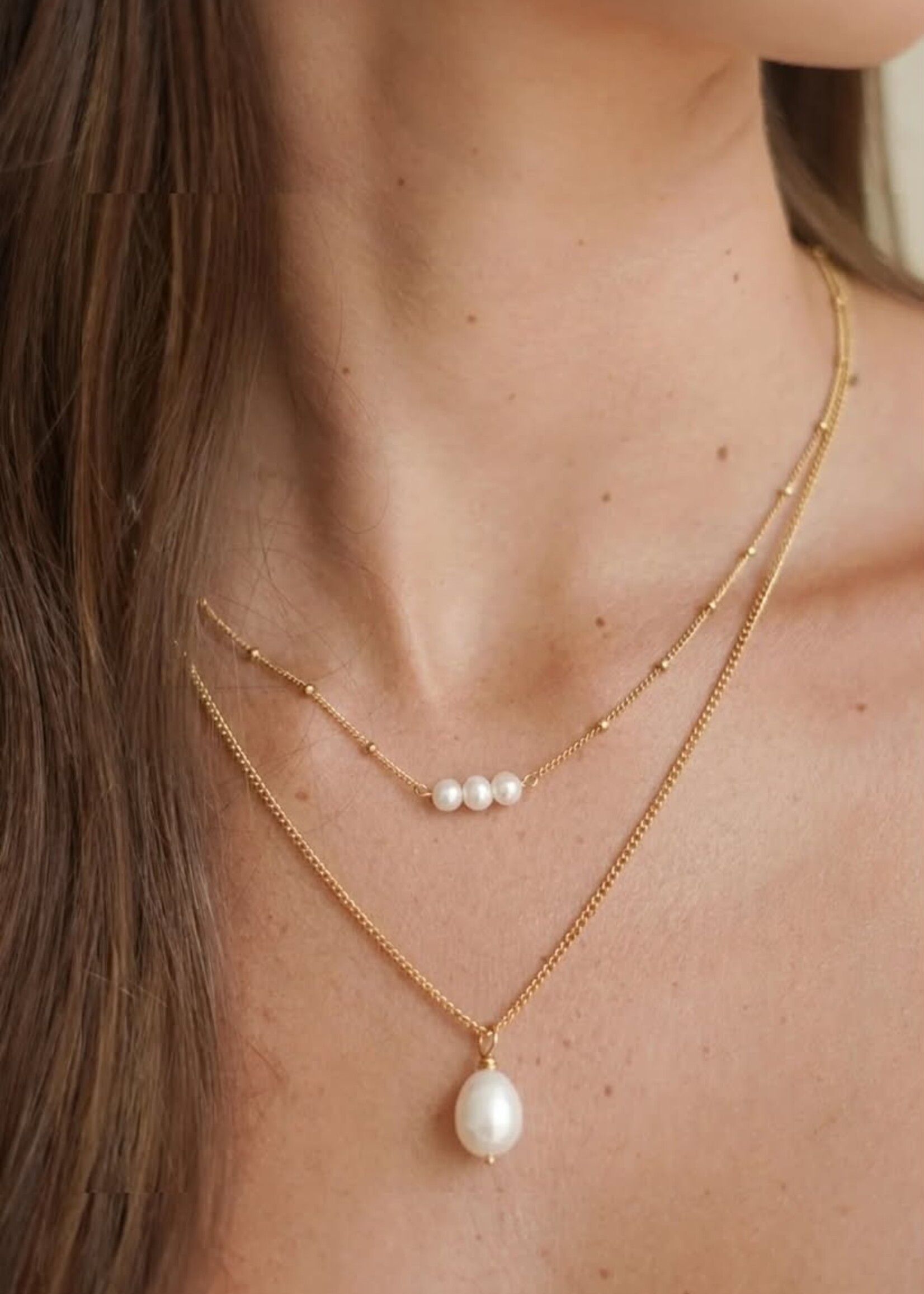 Beaded Chain and Pearl Necklace