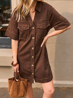 Ceres Life Bonnie Relaxed Shirt Dress - Chocolate