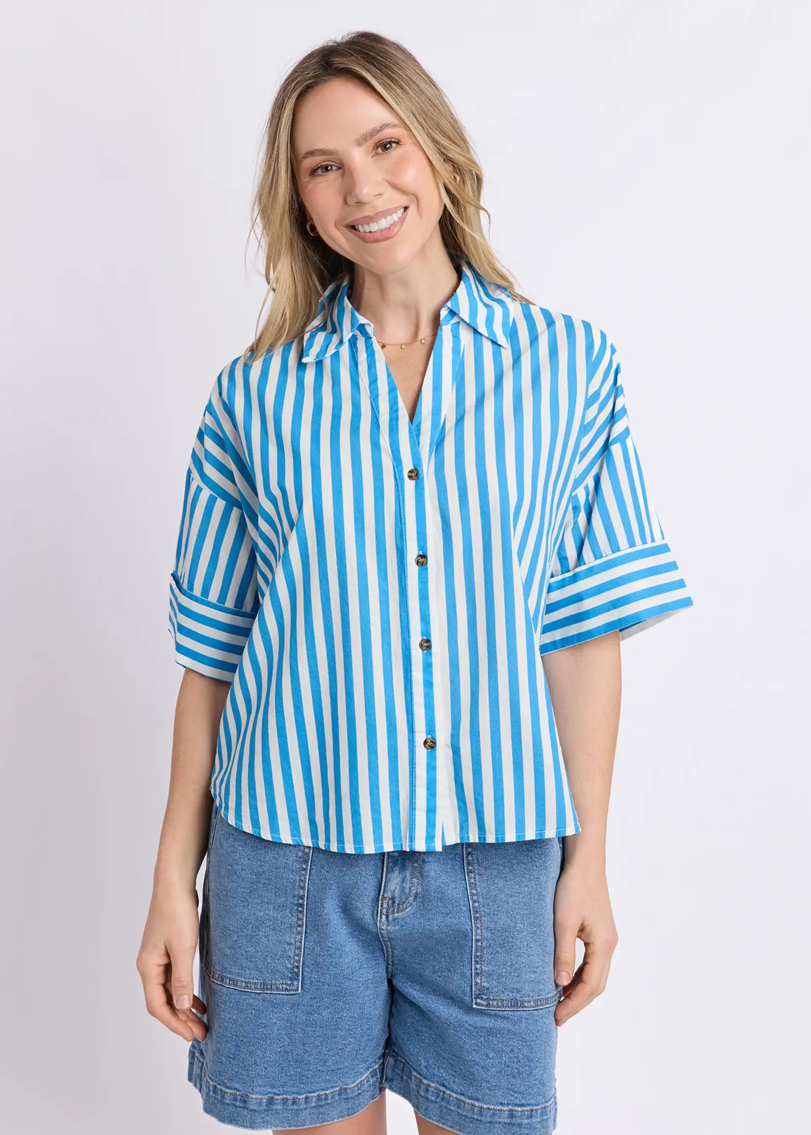 Elm Lifestyle Striped Holiday Shirt - Blue/White