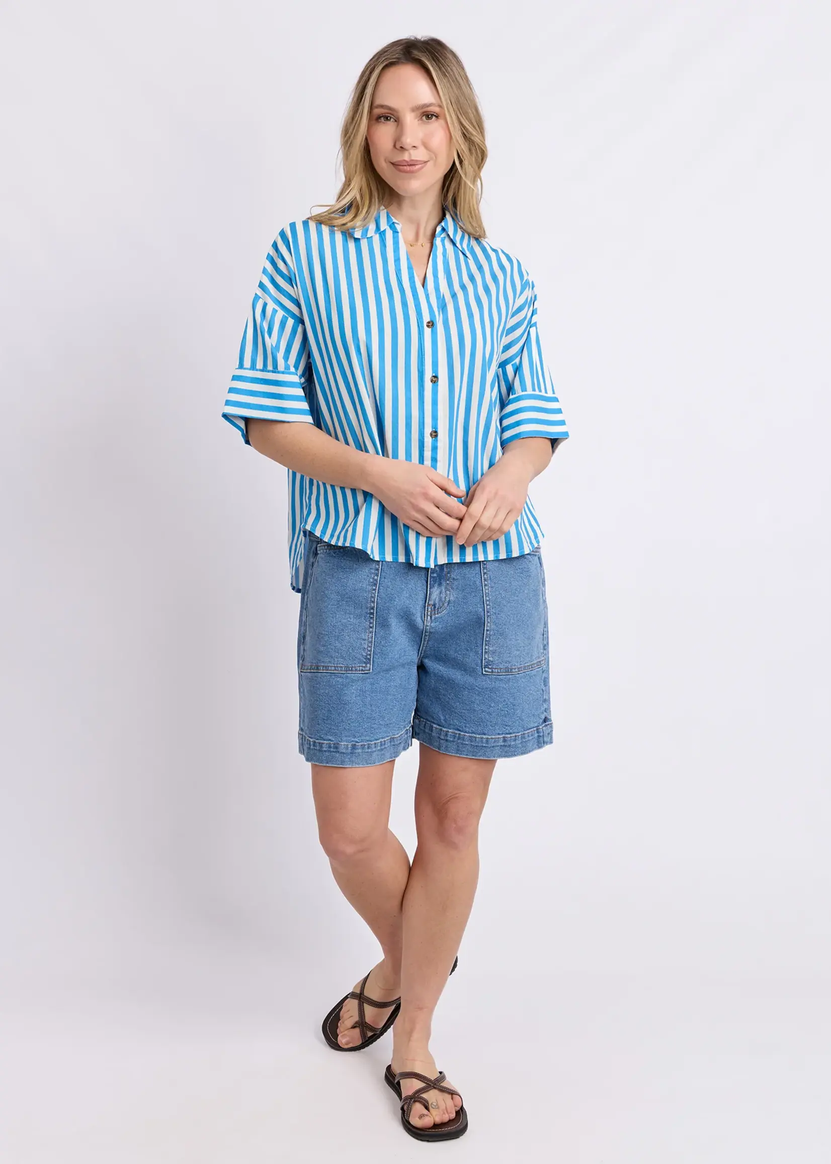 Elm Lifestyle Striped Holiday Shirt - Blue/White