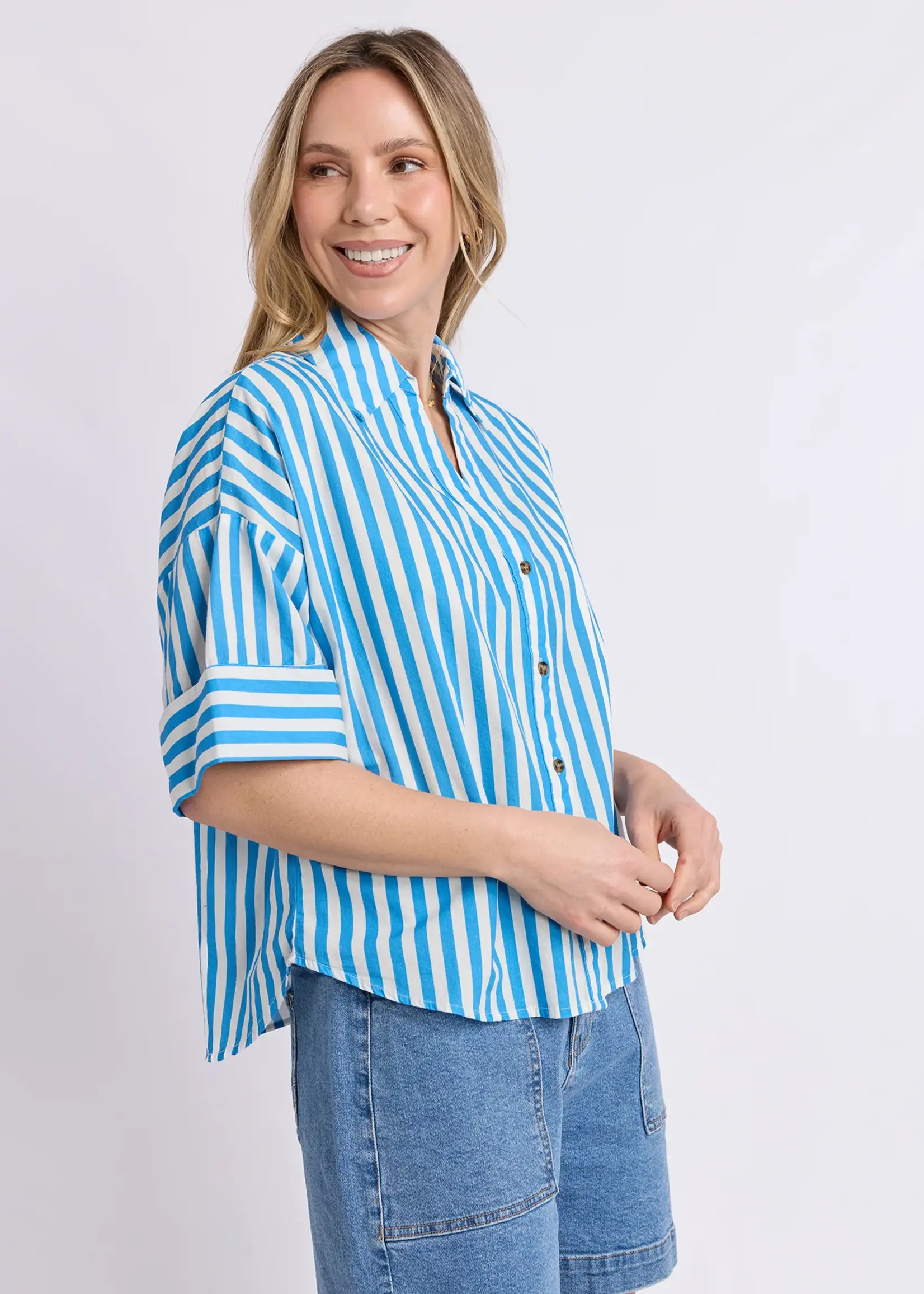 Elm Lifestyle Striped Holiday Shirt - Blue/White