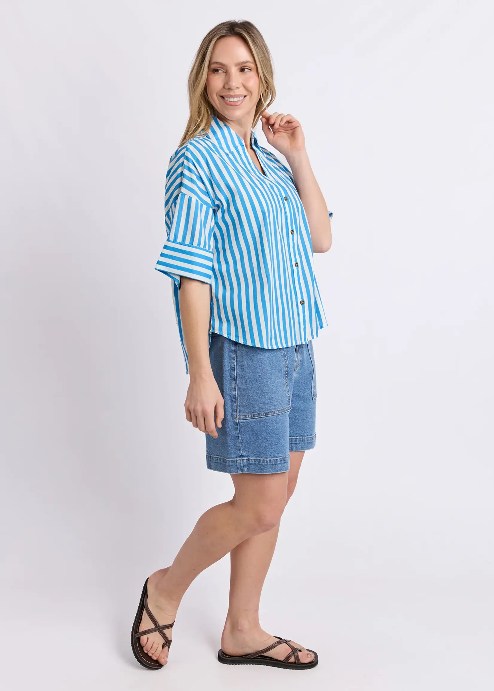 Elm Lifestyle Striped Holiday Shirt - Blue/White