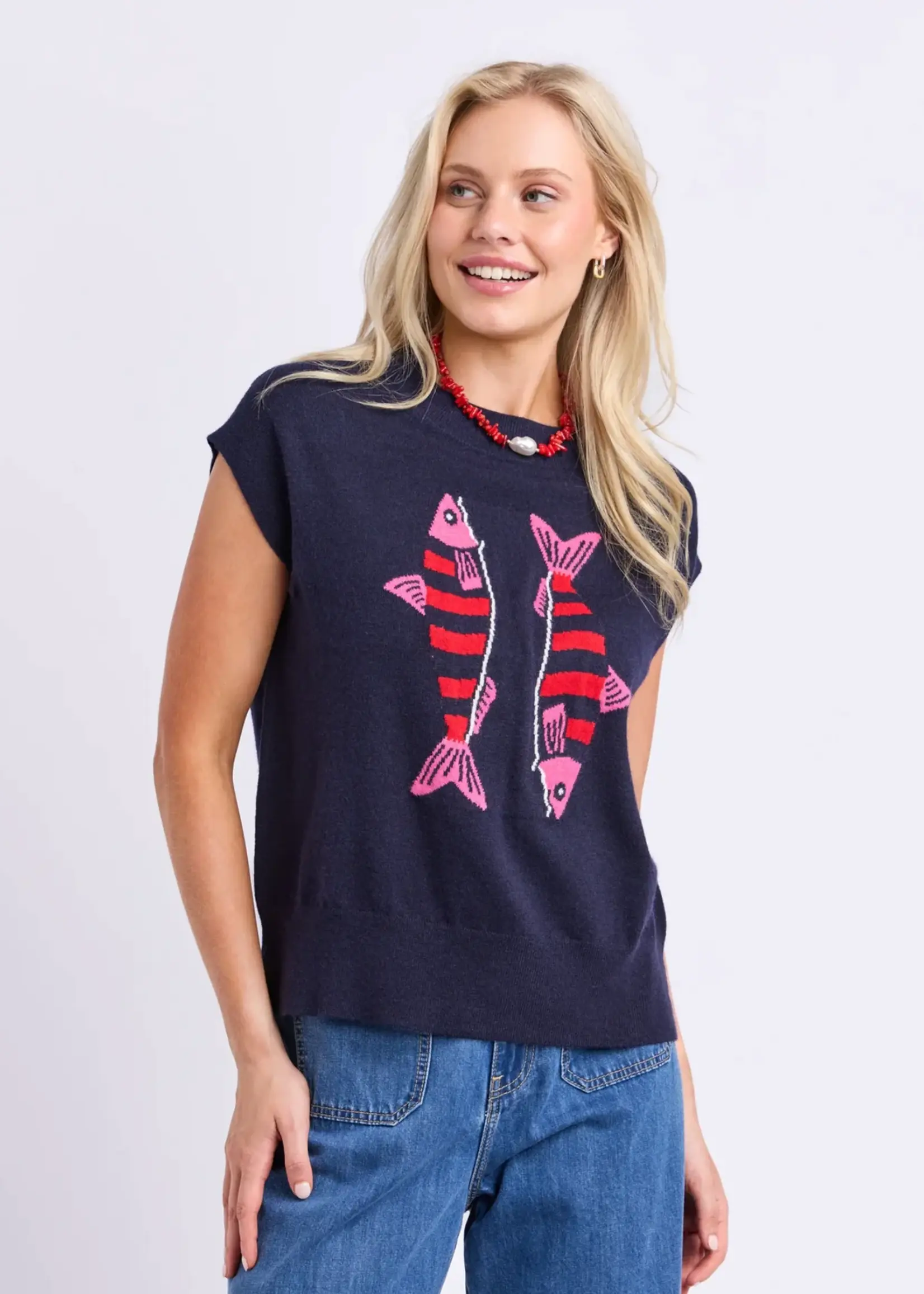 Elm Lifestyle Fishy Intarsia Knit - Navy