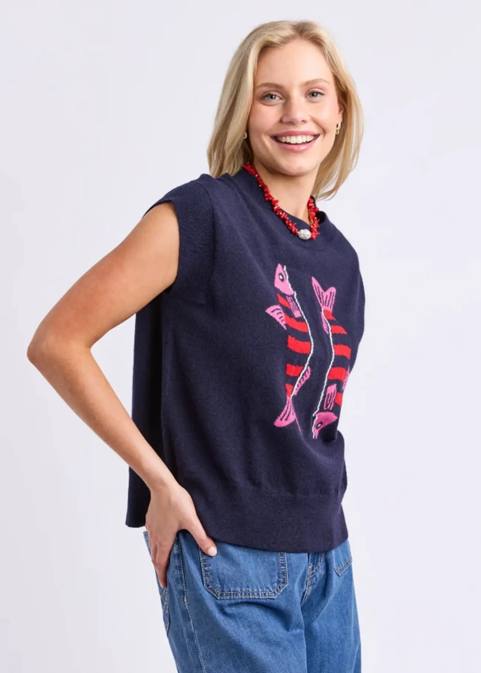 Elm Lifestyle Fishy Intarsia Knit - Navy