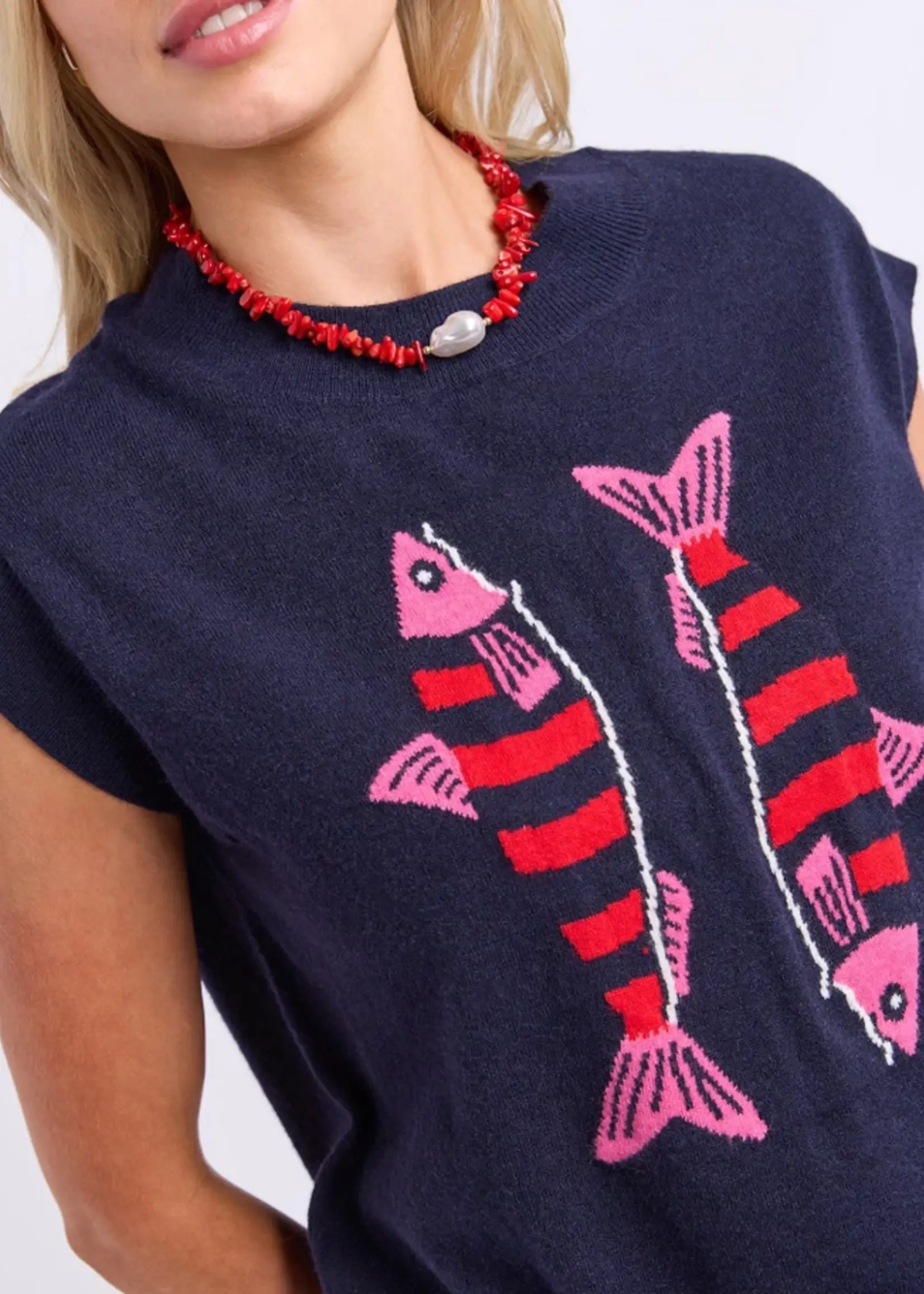 Elm Lifestyle Fishy Intarsia Knit - Navy
