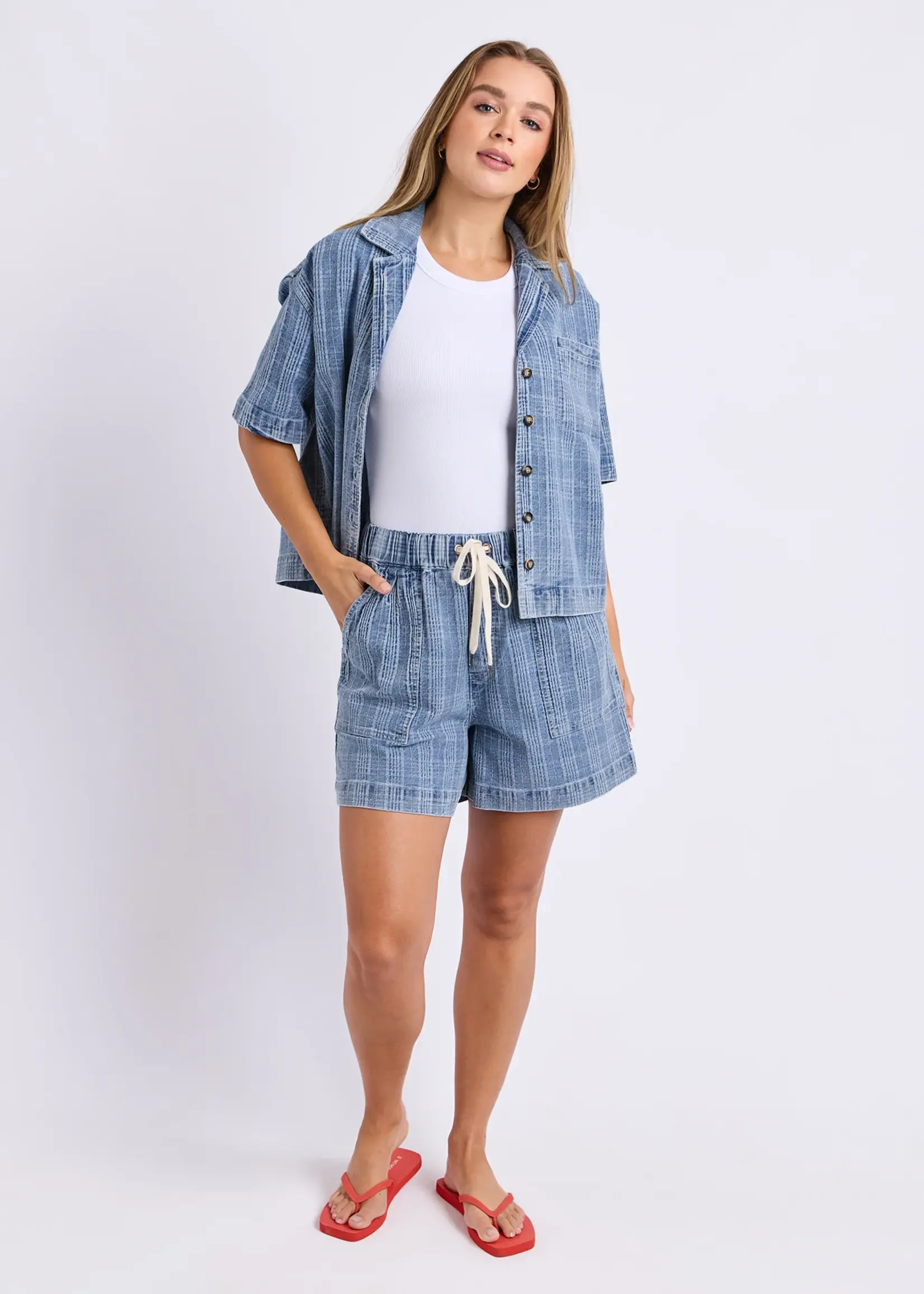 Foxwood Cove Short - Denim Check