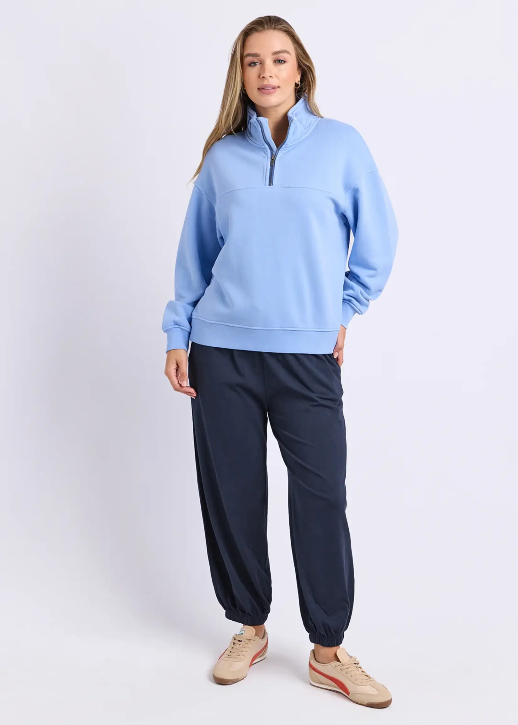 Foxwood College Pigment Zip Crew - Bluebell