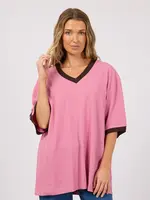 All About Eve Zulu Panel Oversized V Neck Tee - Orchid