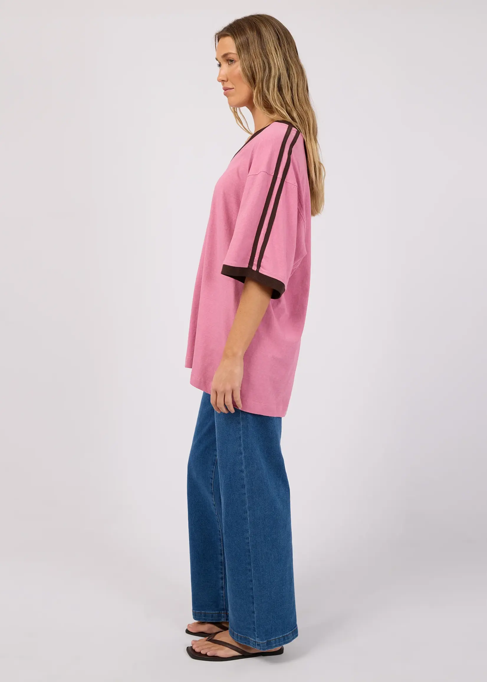 All About Eve Zulu Panel Oversized V Neck Tee - Orchid