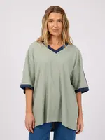 All About Eve Zulu Panel Oversized V Neck Tee - Sage