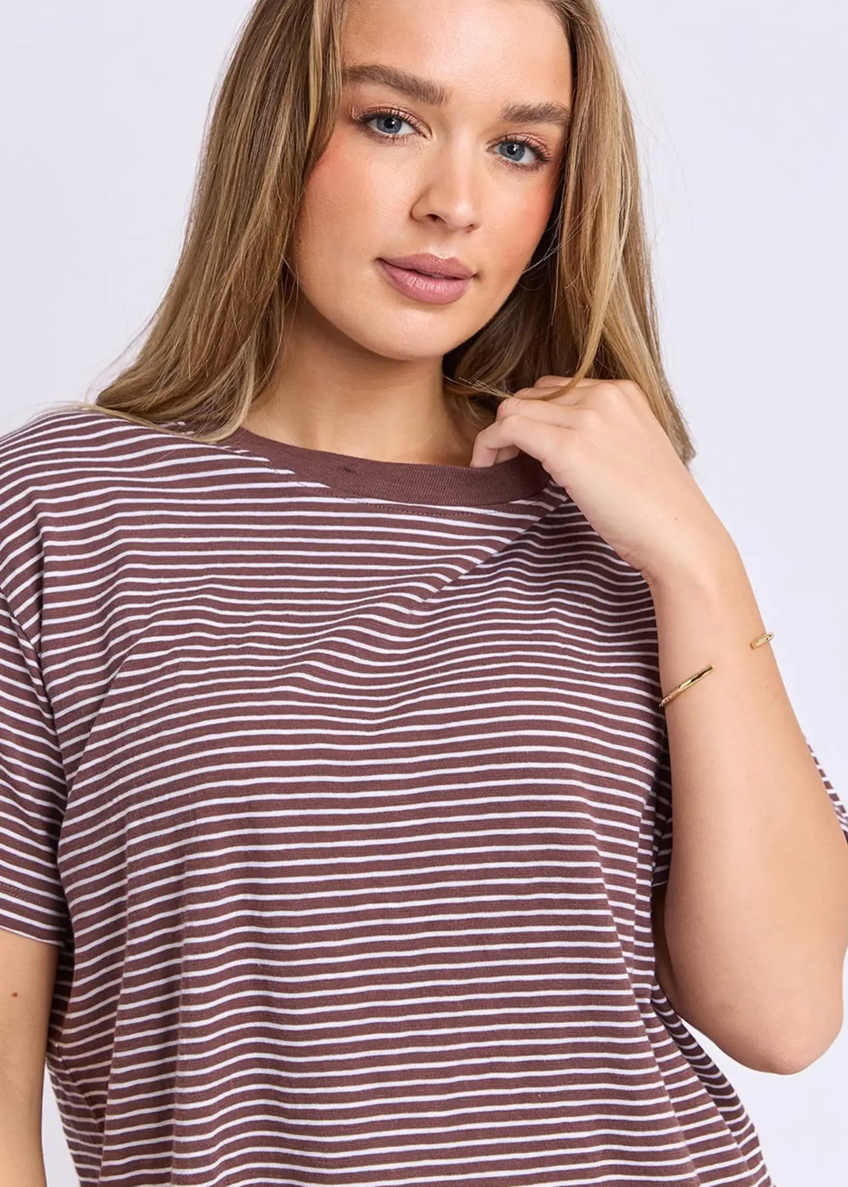 Foxwood Hutch Stripe Tee - Chocolate