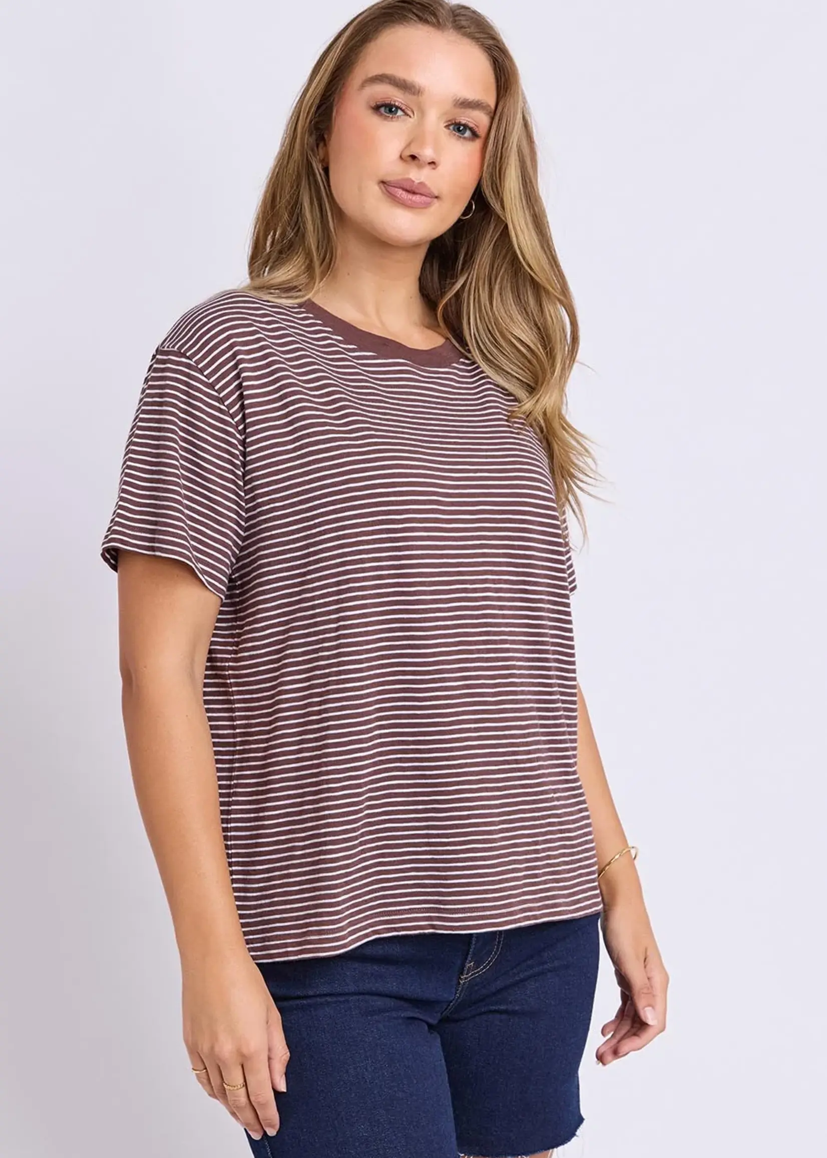 Foxwood Hutch Stripe Tee - Chocolate