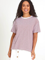 Foxwood Hutch Stripe Tee - Russet Brown/White