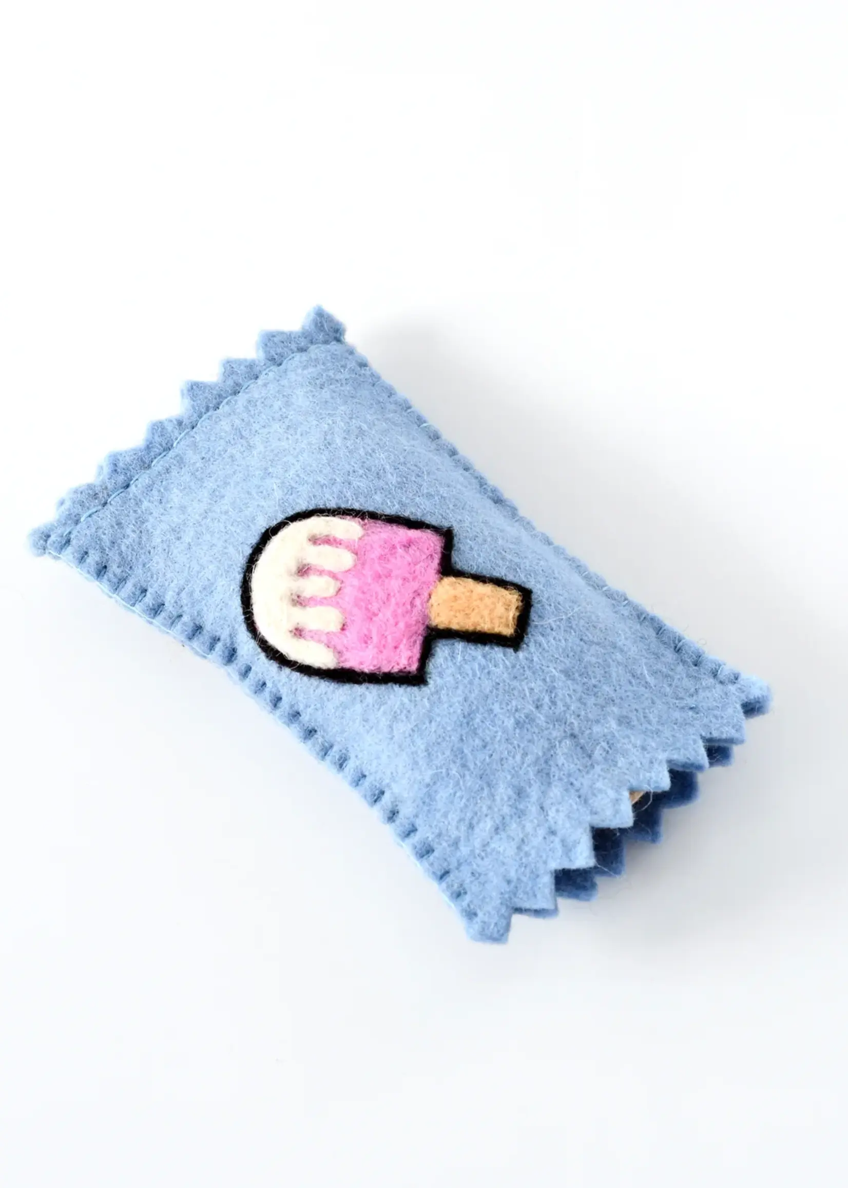 Felt Strawberry Ice Cream Popsicle Toy With Wrapper