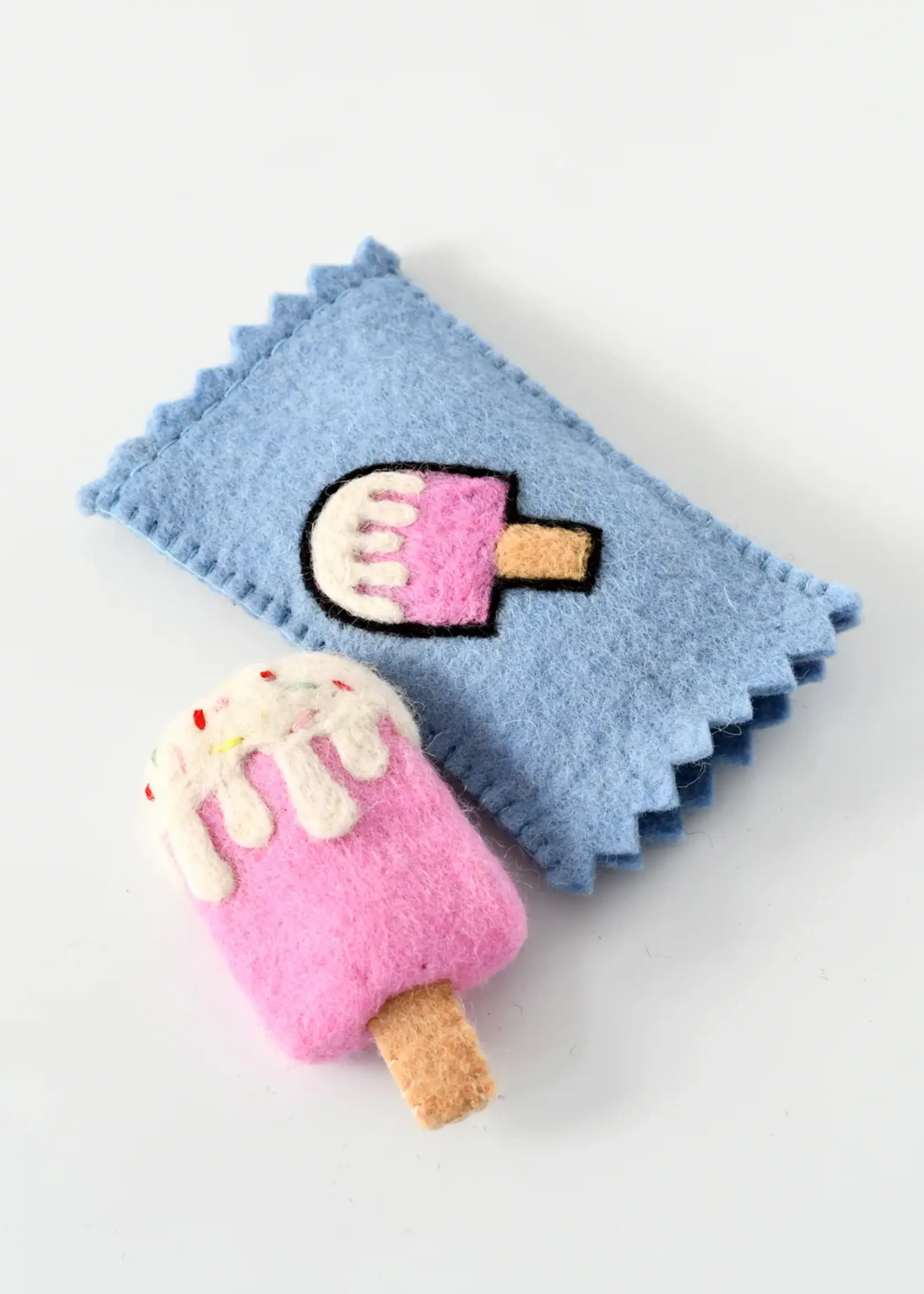 Felt Strawberry Ice Cream Popsicle Toy With Wrapper