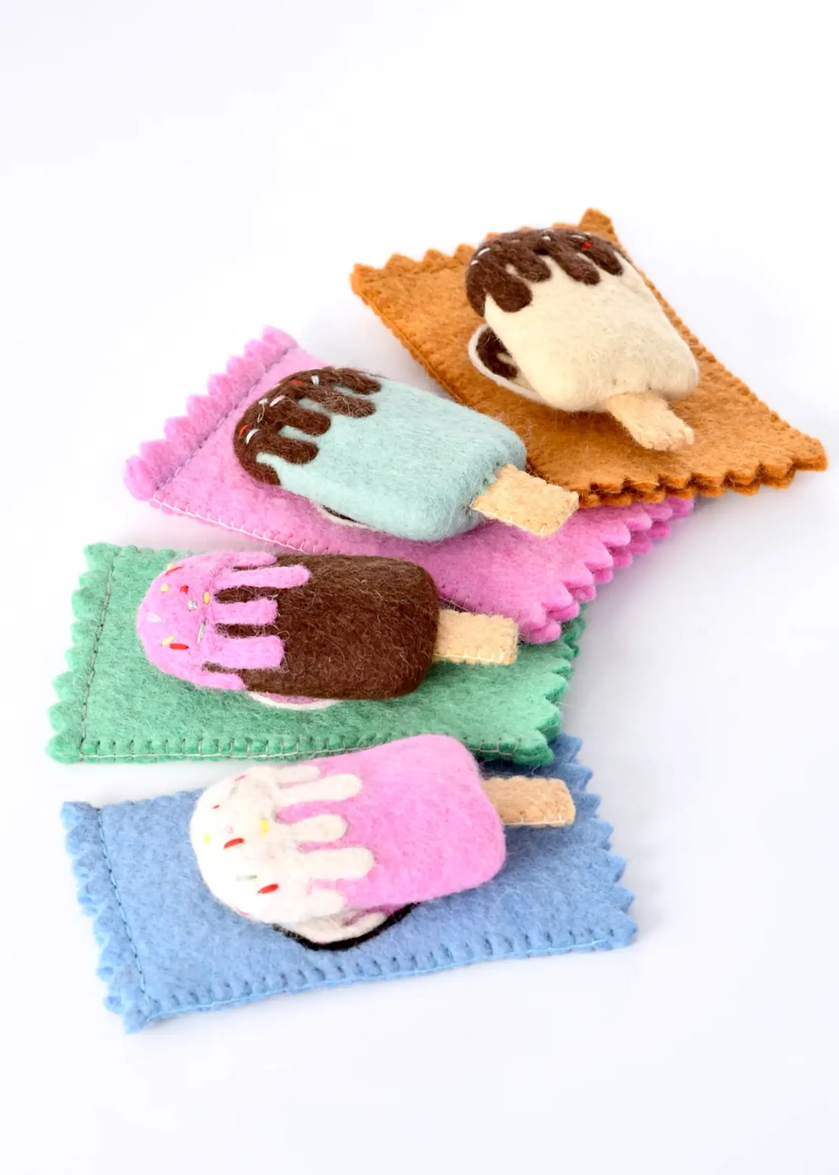 Felt Strawberry Ice Cream Popsicle Toy With Wrapper