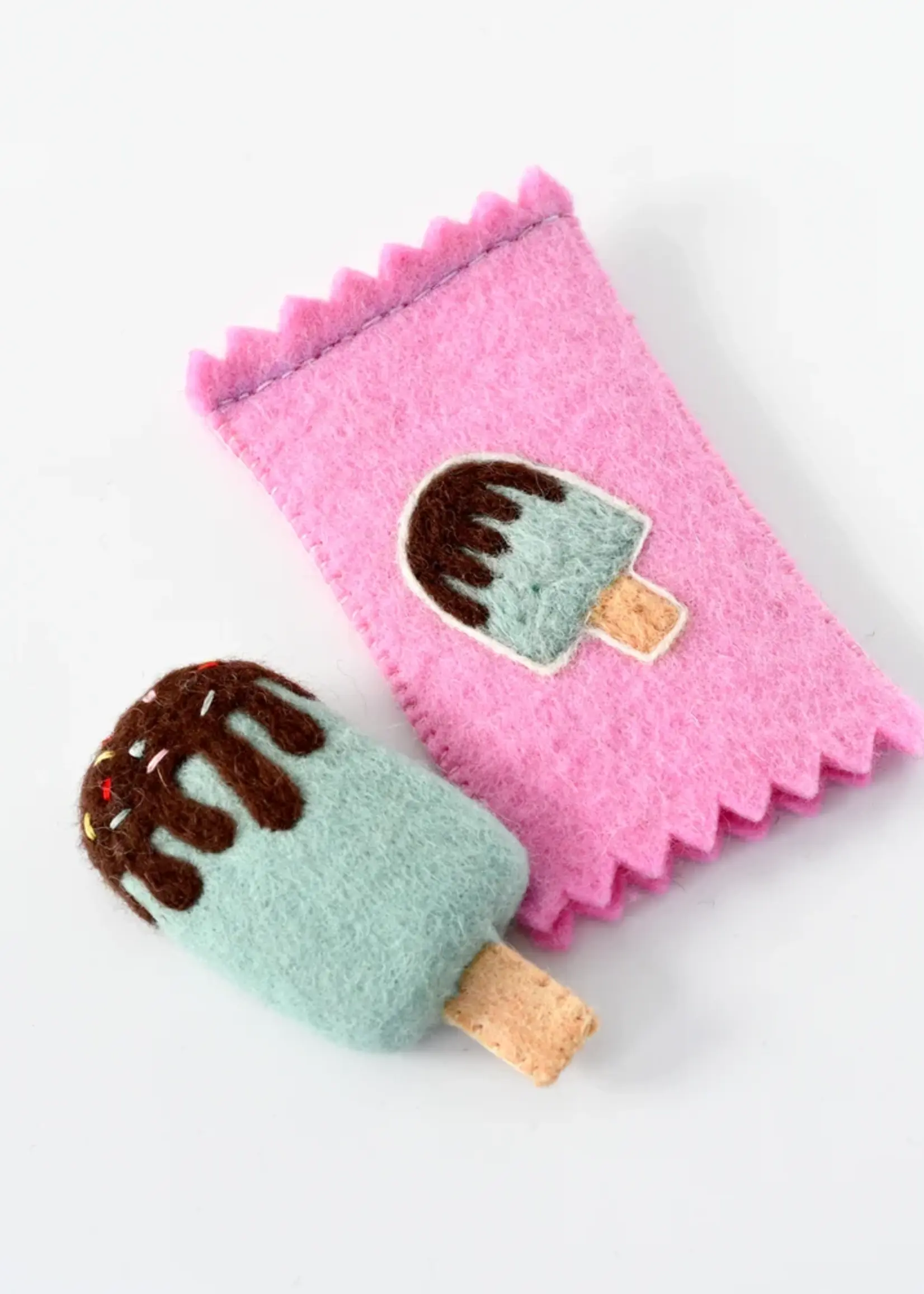 Felt Mint Ice Cream Popsicle Toy with Wrapper