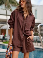 Ceres Life Peta Oversized Shirt - Chocolate