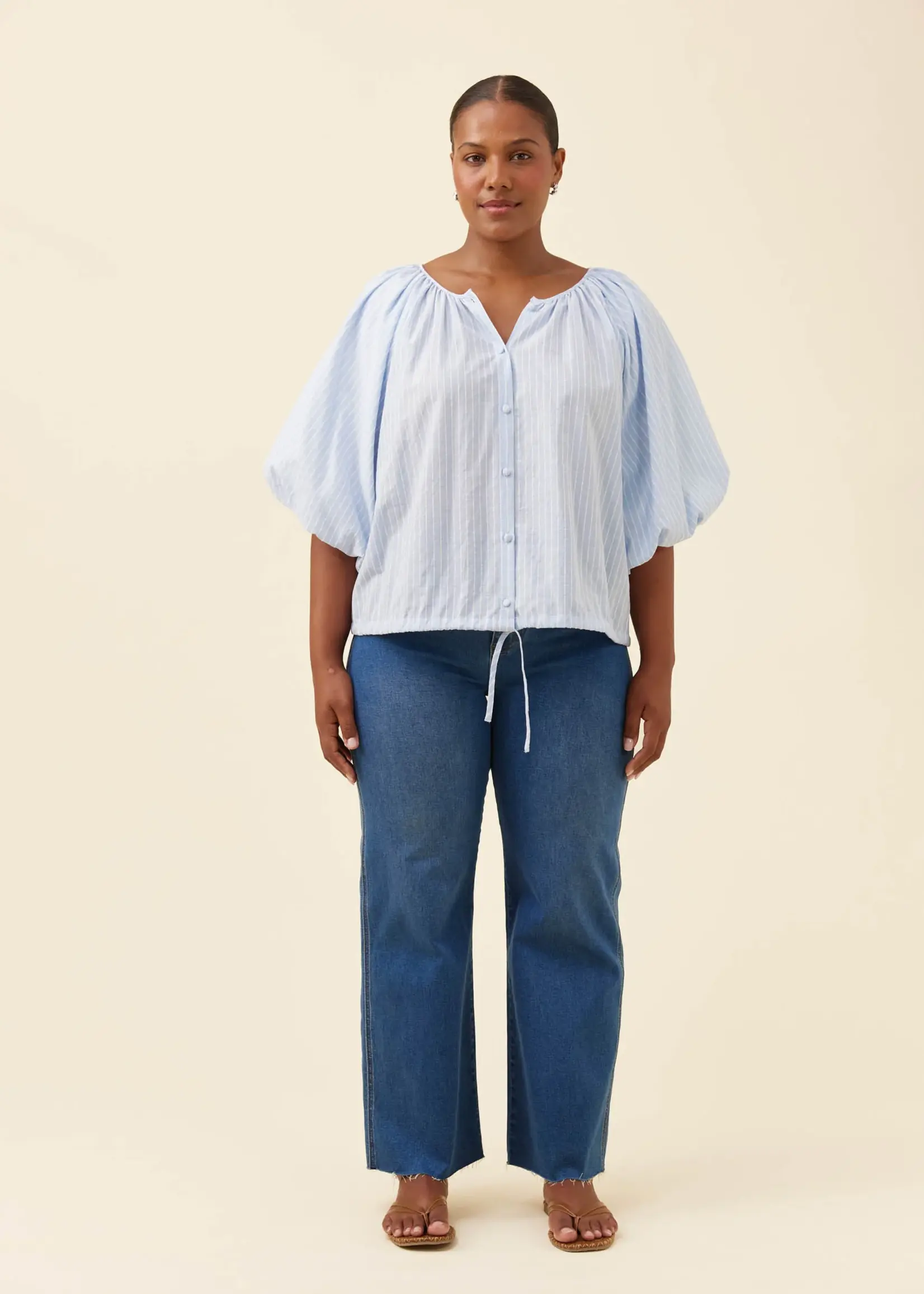 Isle of Mine Lyndell Drawstring Top - Light Blue