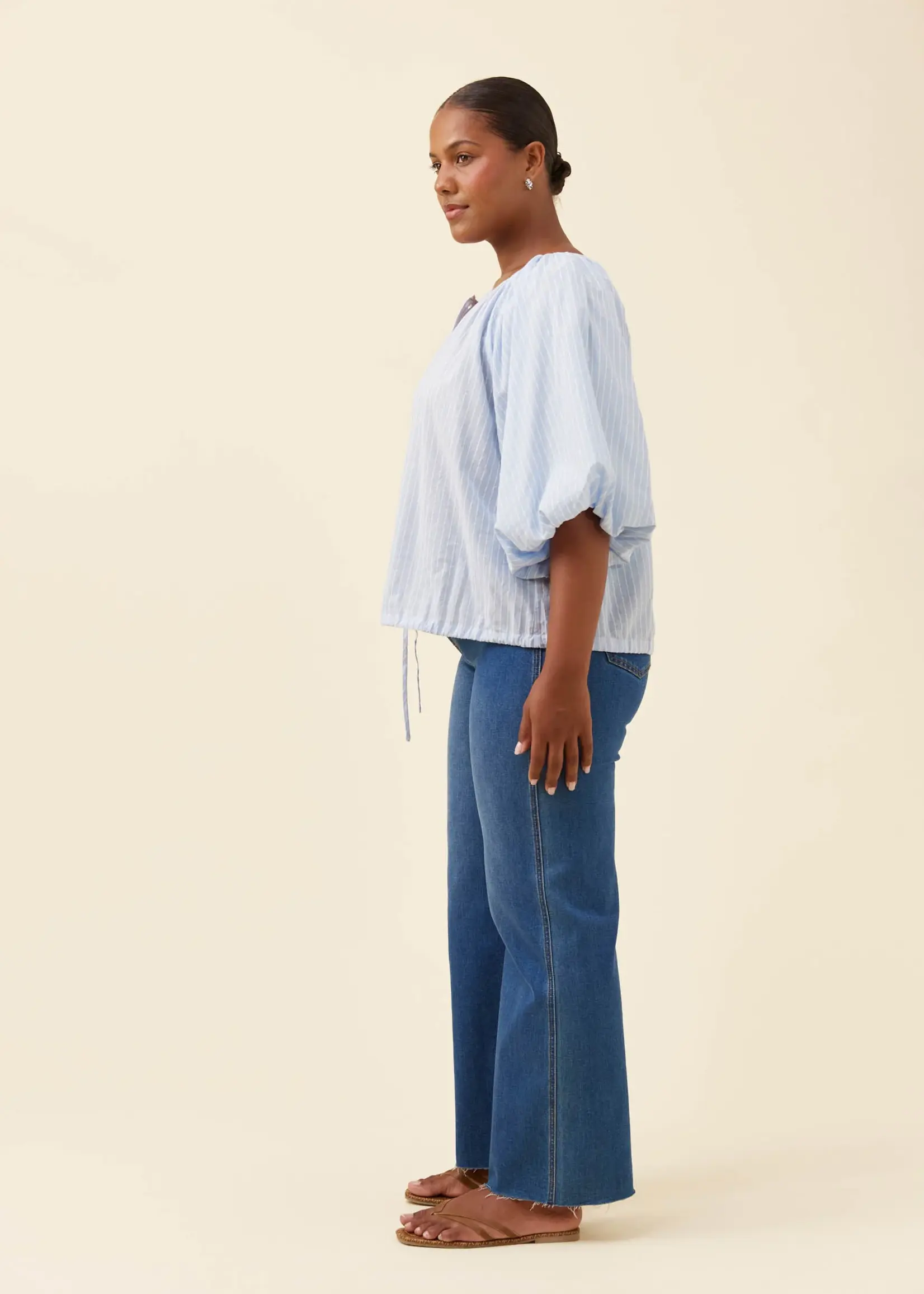 Isle of Mine Lyndell Drawstring Top - Light Blue