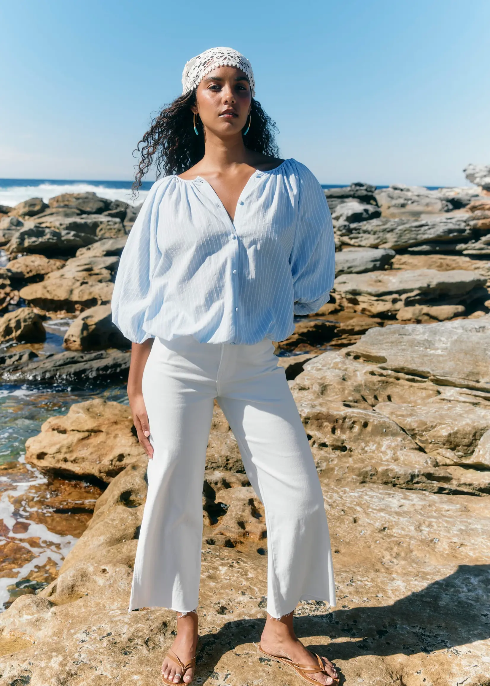 Isle of Mine Lyndell Drawstring Top - Light Blue