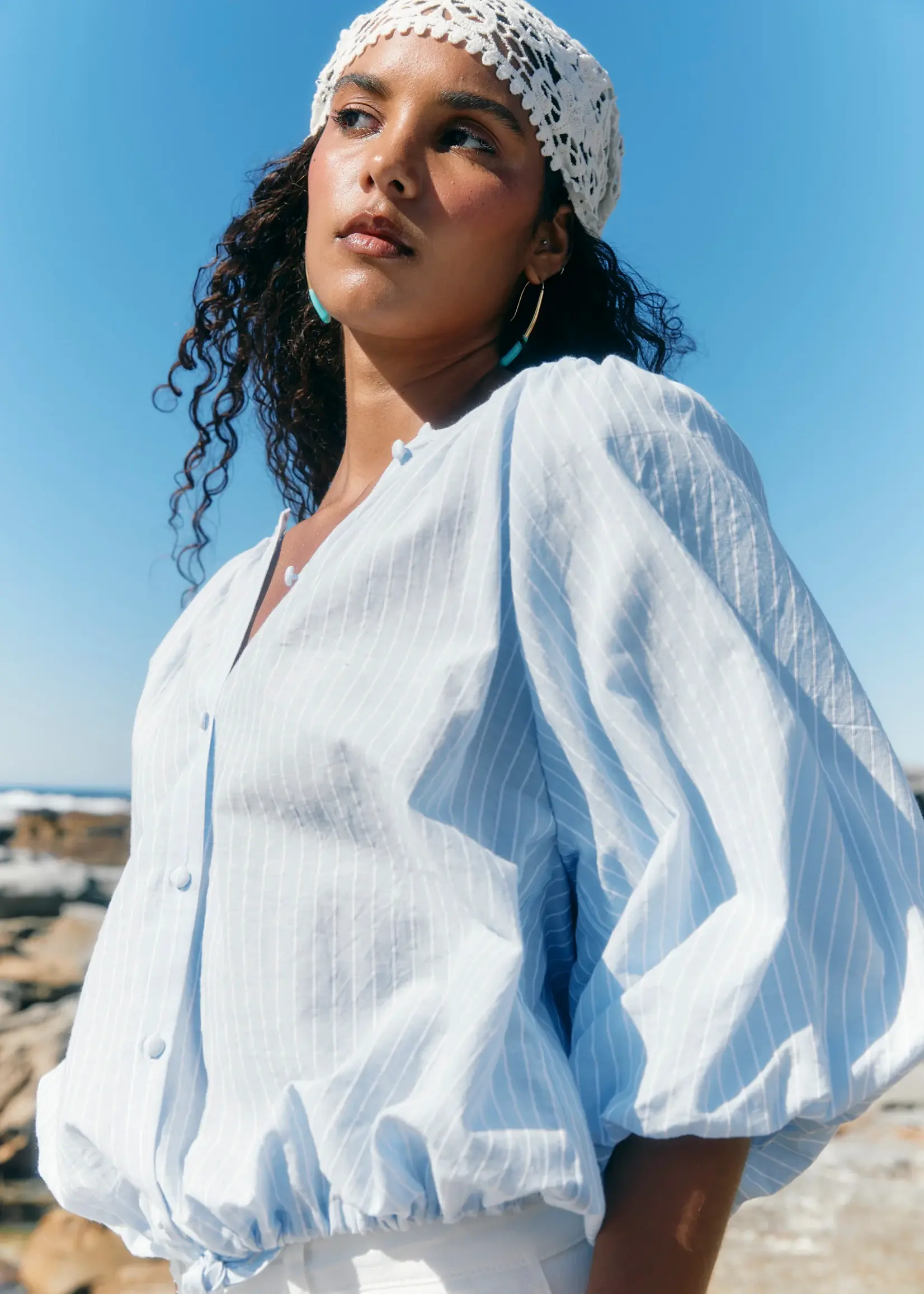 Isle of Mine Lyndell Drawstring Top - Light Blue