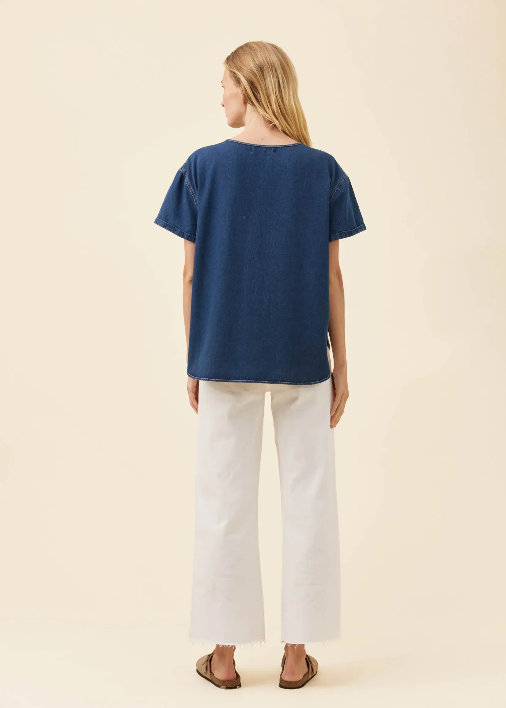 Isle of Mine Preston Button Top - Deep Blue