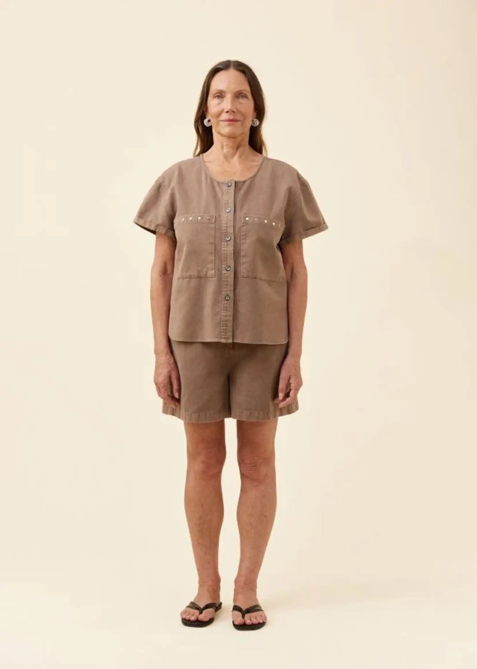 Isle of Mine Preston Button Top - Taupe