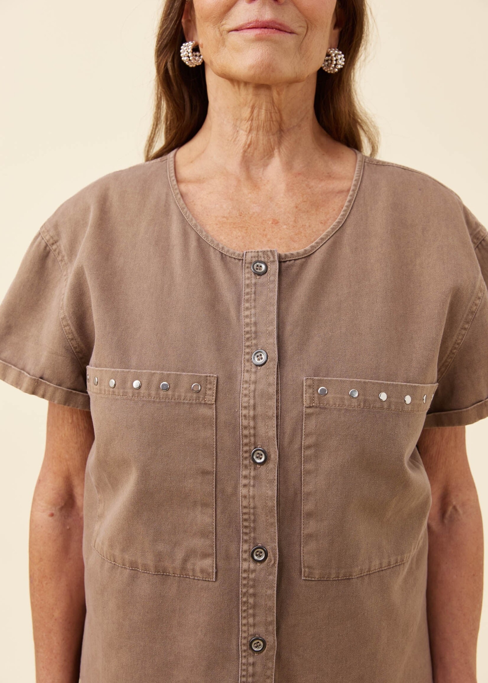 Isle of Mine Preston Button Top - Taupe
