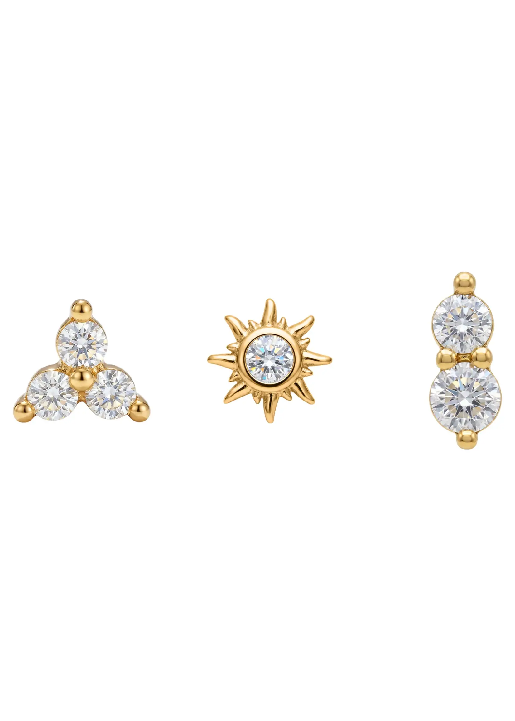 EB & Ive Heritage Trio Earrings - Diamante Gold