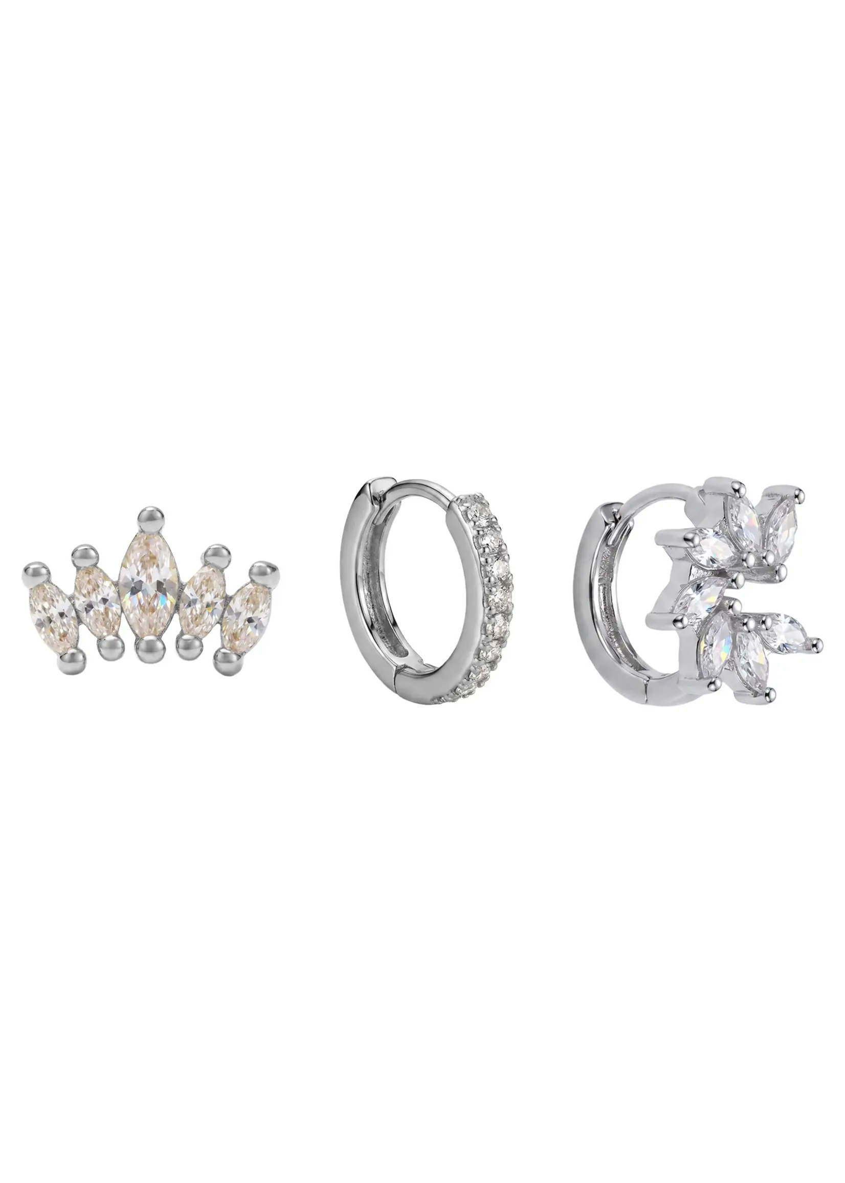 EB & Ive Heritage Trio Earrings - Crown Silver