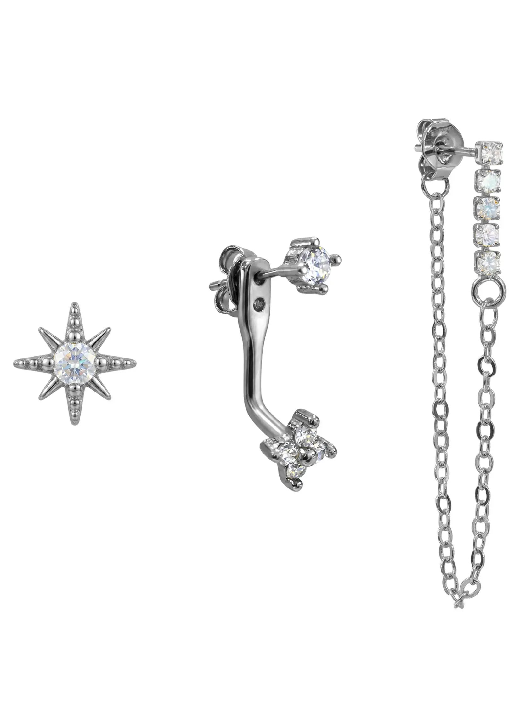 EB & Ive Heritage Trio Earrings - Chain Silver
