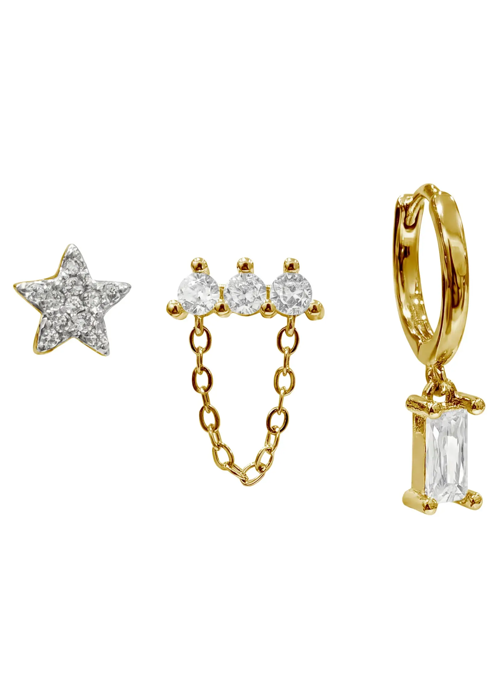 EB & Ive Heritage Trio Earrings - Star Gold