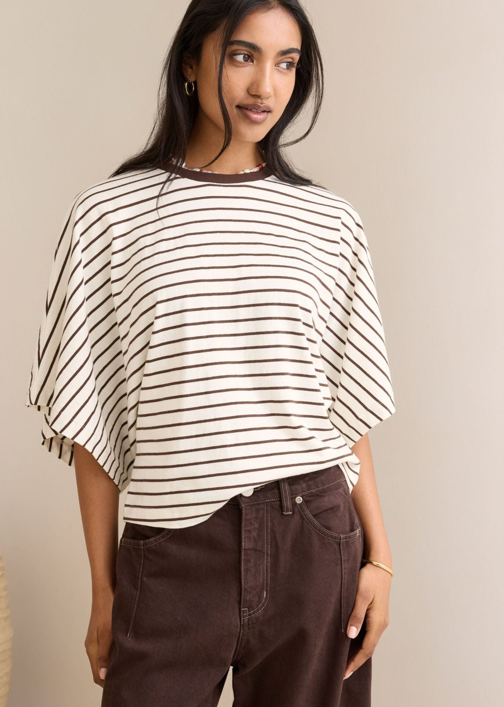 Ceres Life Lucy Relaxed Sleeve Tee - Milk/Brunette