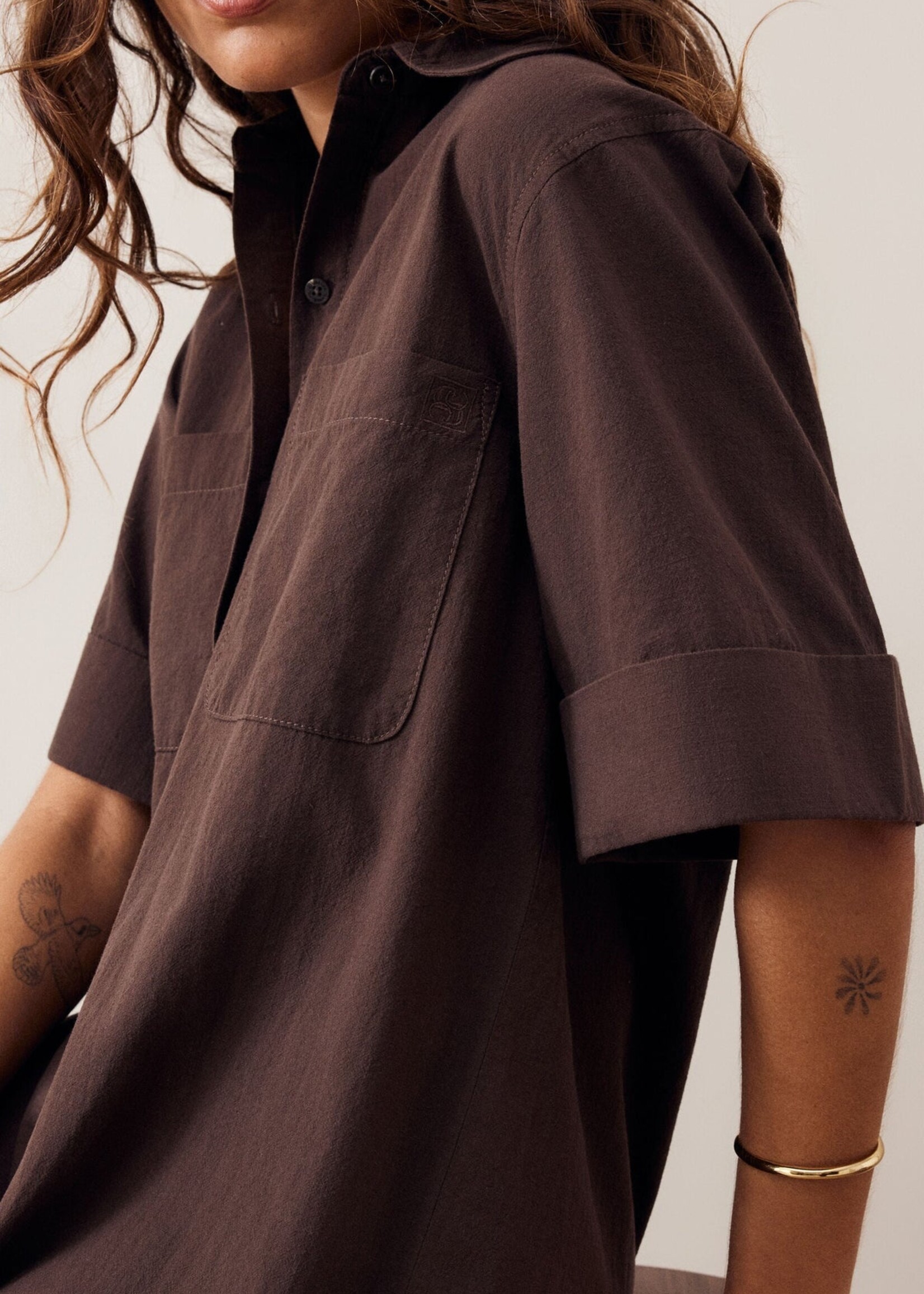 Ceres Life Samara Midi Shirt Dress Bitter Chocolate