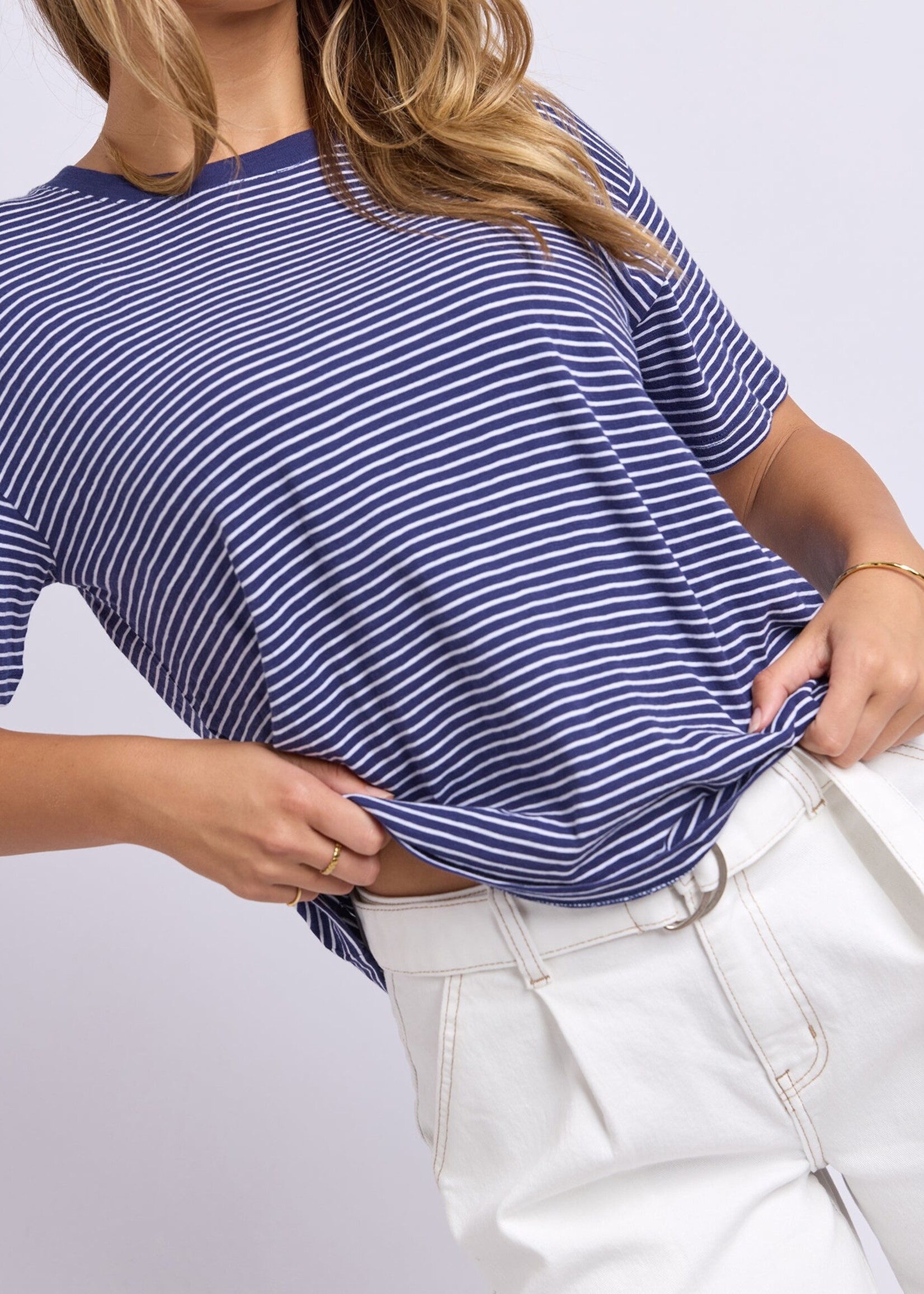 Foxwood Hutch Stripe Tee -  Navy