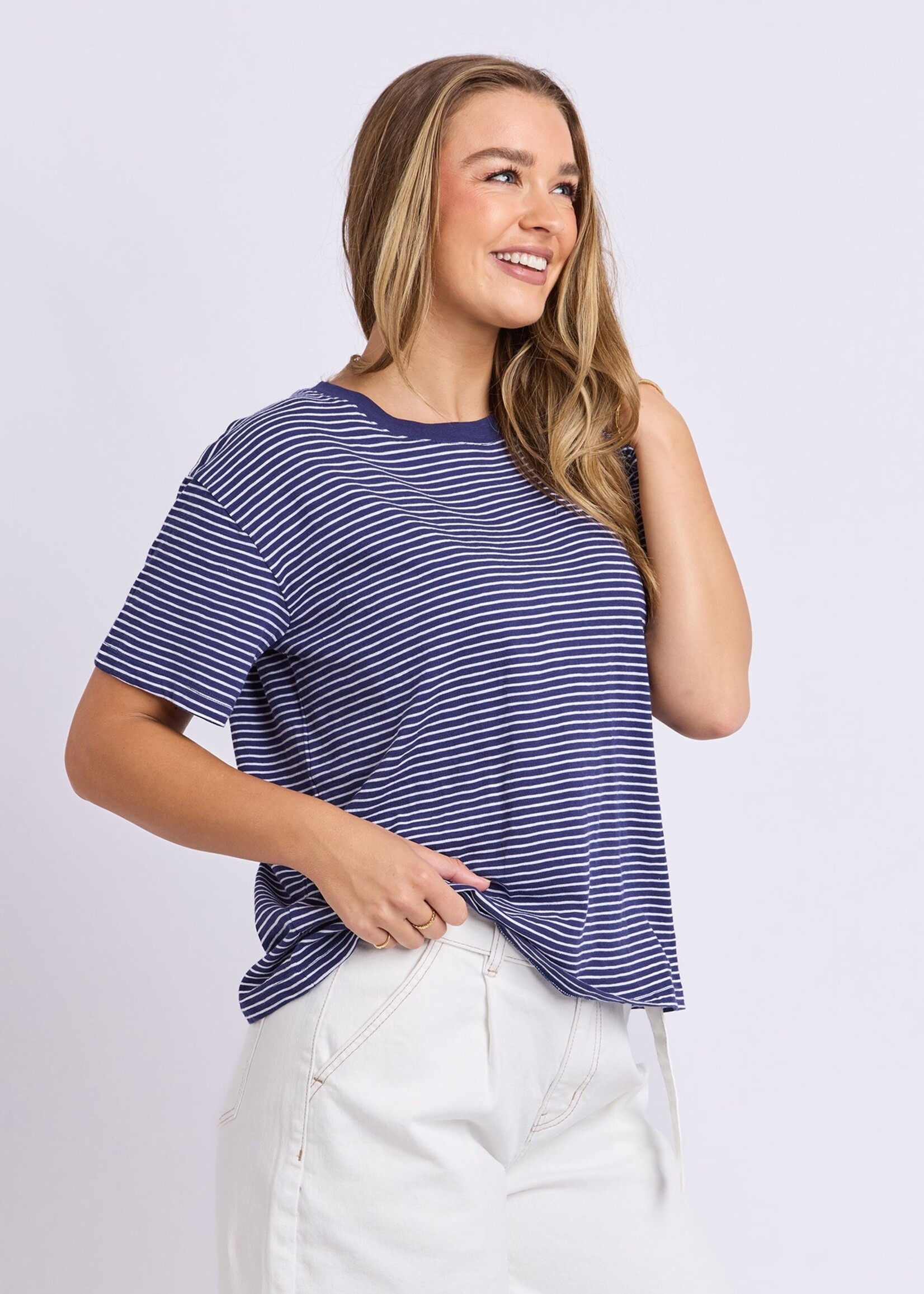 Foxwood Hutch Stripe Tee -  Navy