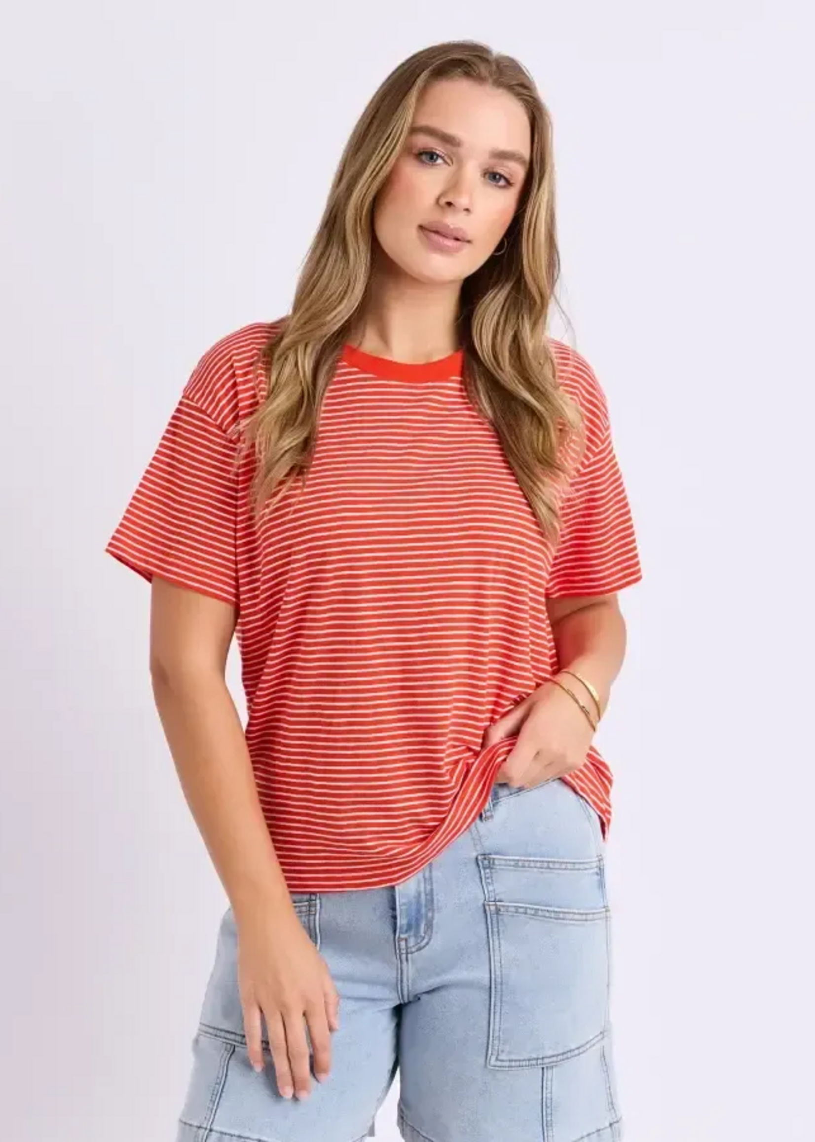 Foxwood Hutch Stripe Tee -  Grenadine