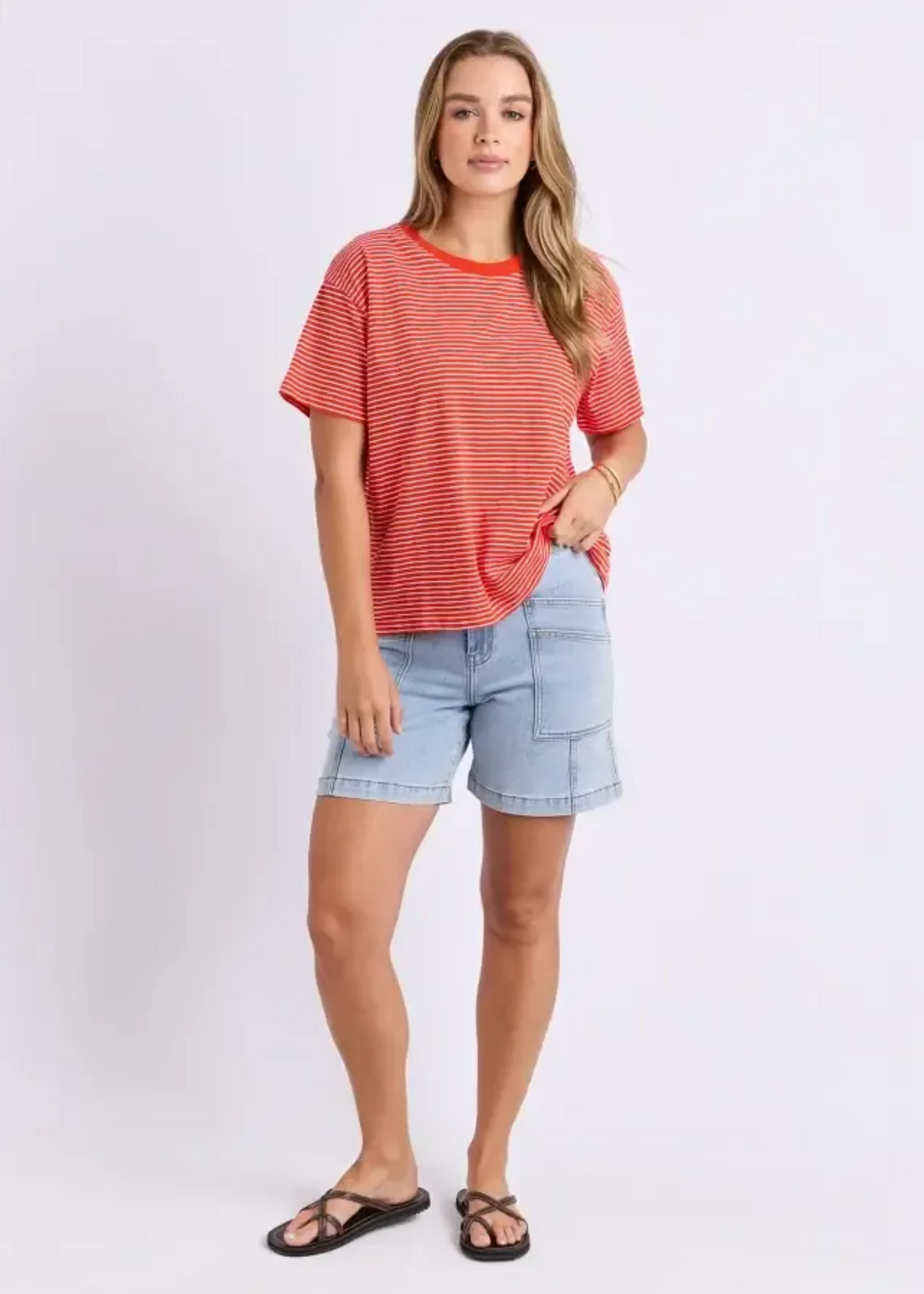 Foxwood Hutch Stripe Tee -  Grenadine