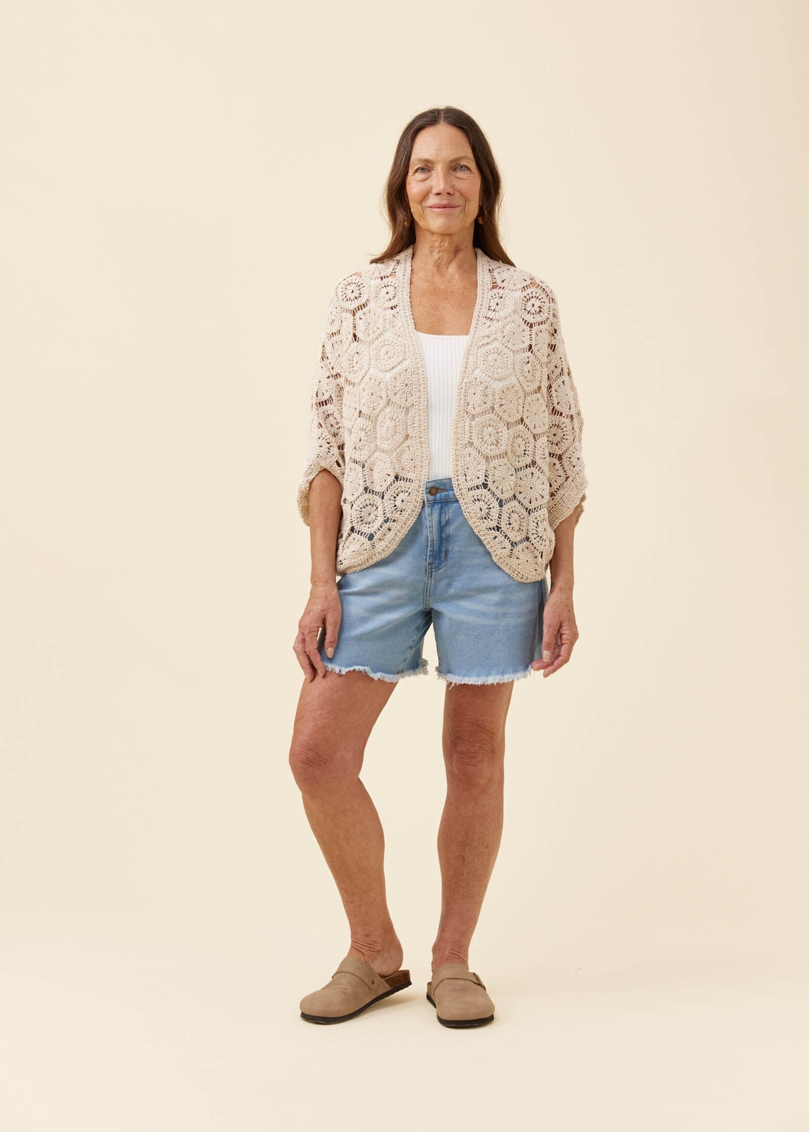 Isle of Mine Maggie Crochet Cape - Canvas