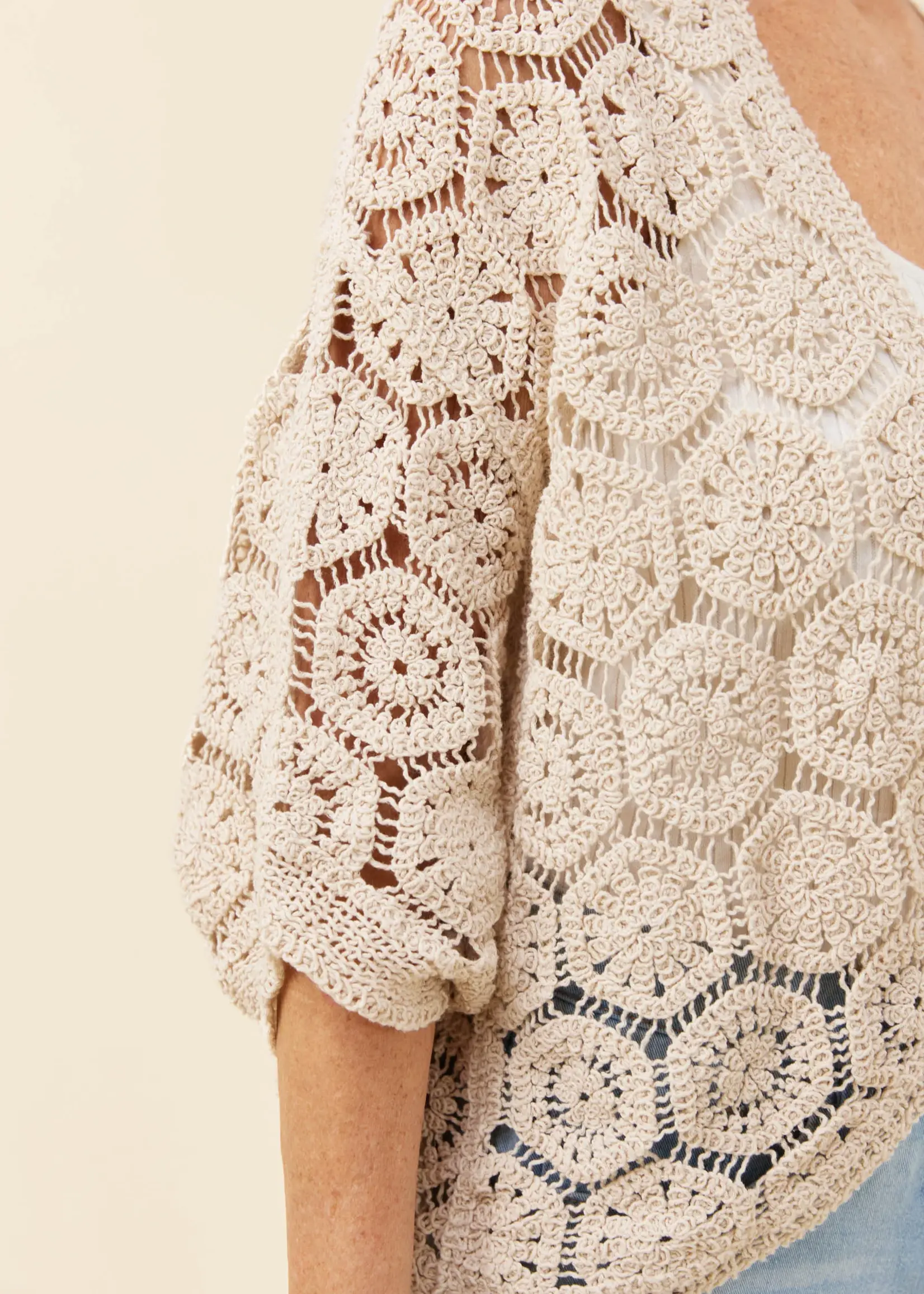 Isle of Mine Maggie Crochet Cape - Canvas